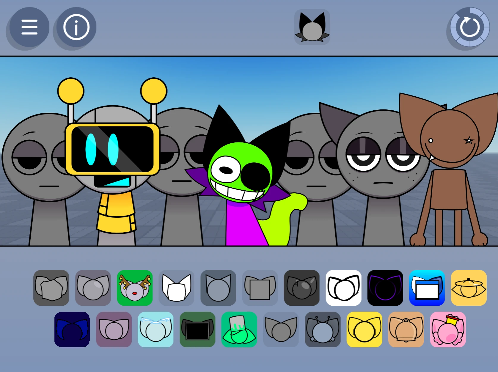 Complete music composition screen in Incredibox Sprunki Kats Sounds