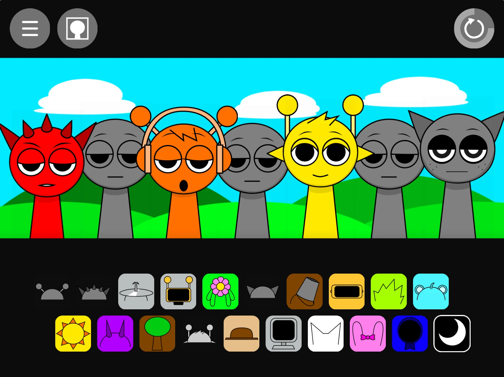 Baby characters in Incredibox Sprunki Night Time 3.0