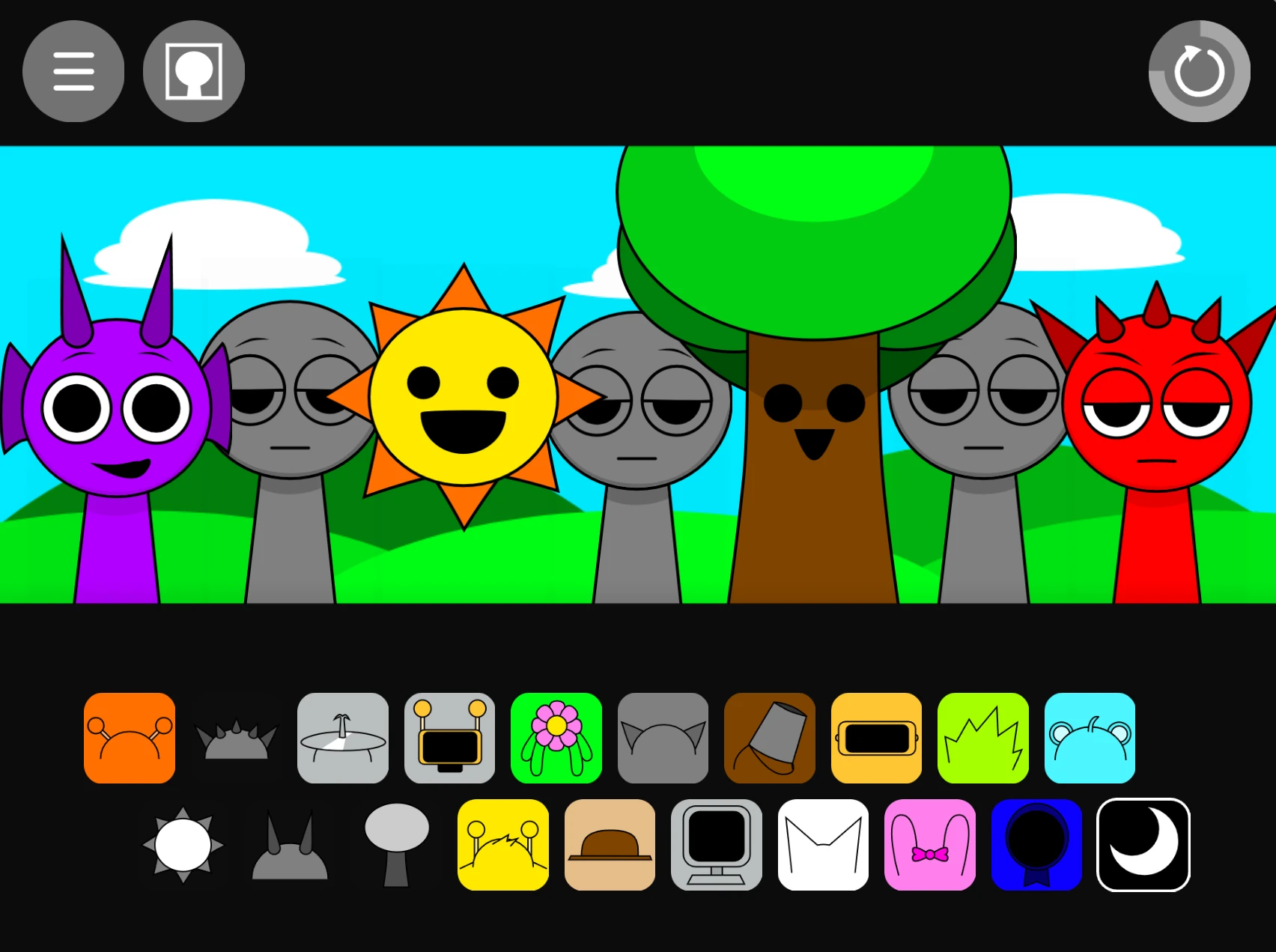 Gameplay features in Incredibox Sprunki Night Time 3.0