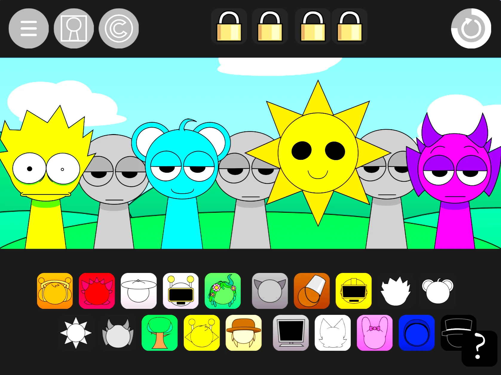 Incredibox Sprunki Pyramixed 0.9 Animation sound selection interface