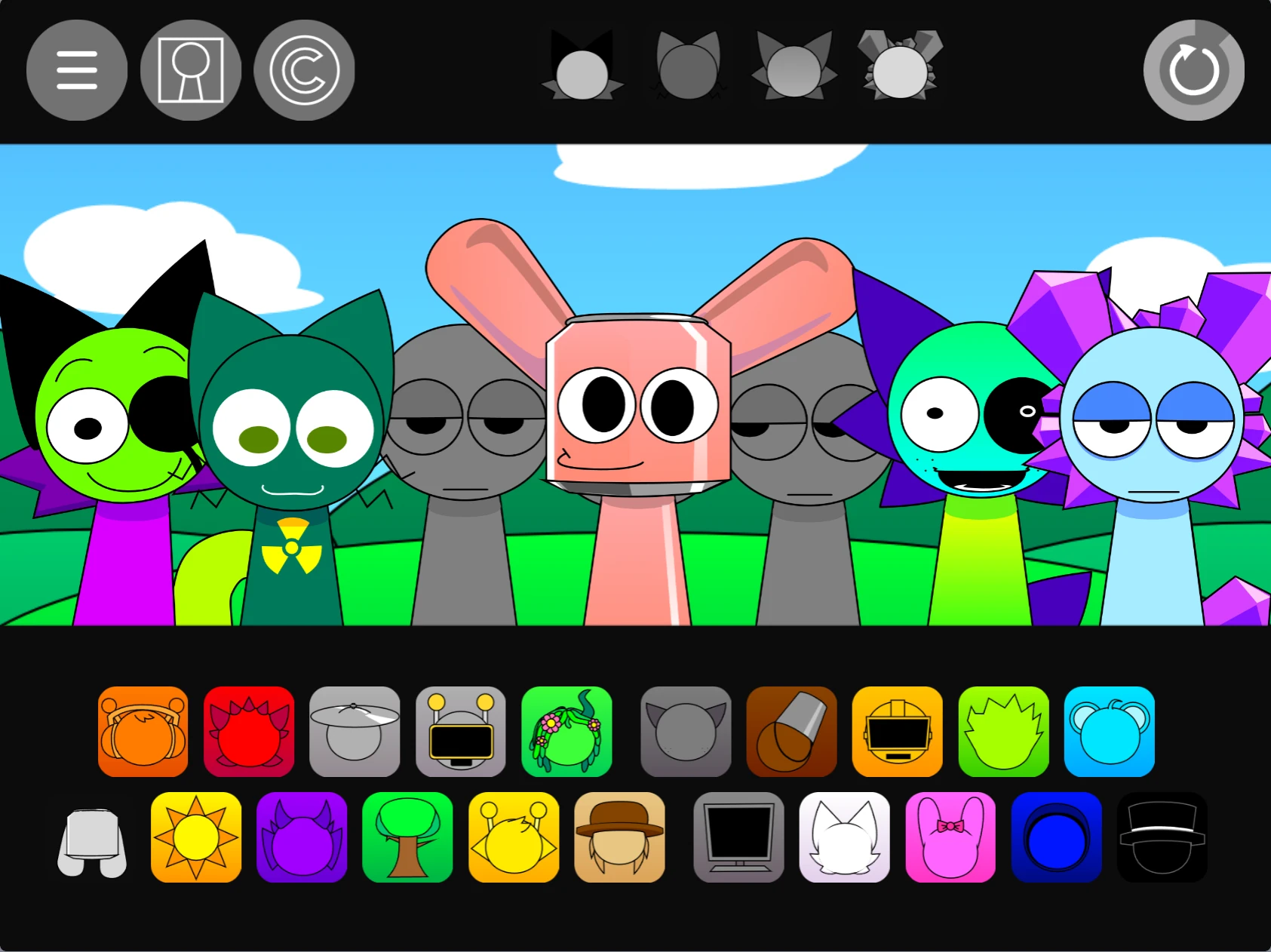 Incredibox Sprunki Pyramixed 0.9 OC Remix Gameplay Interface Incredibox Sprunki Pyramixed 0.9 OC Remix gameplay interface