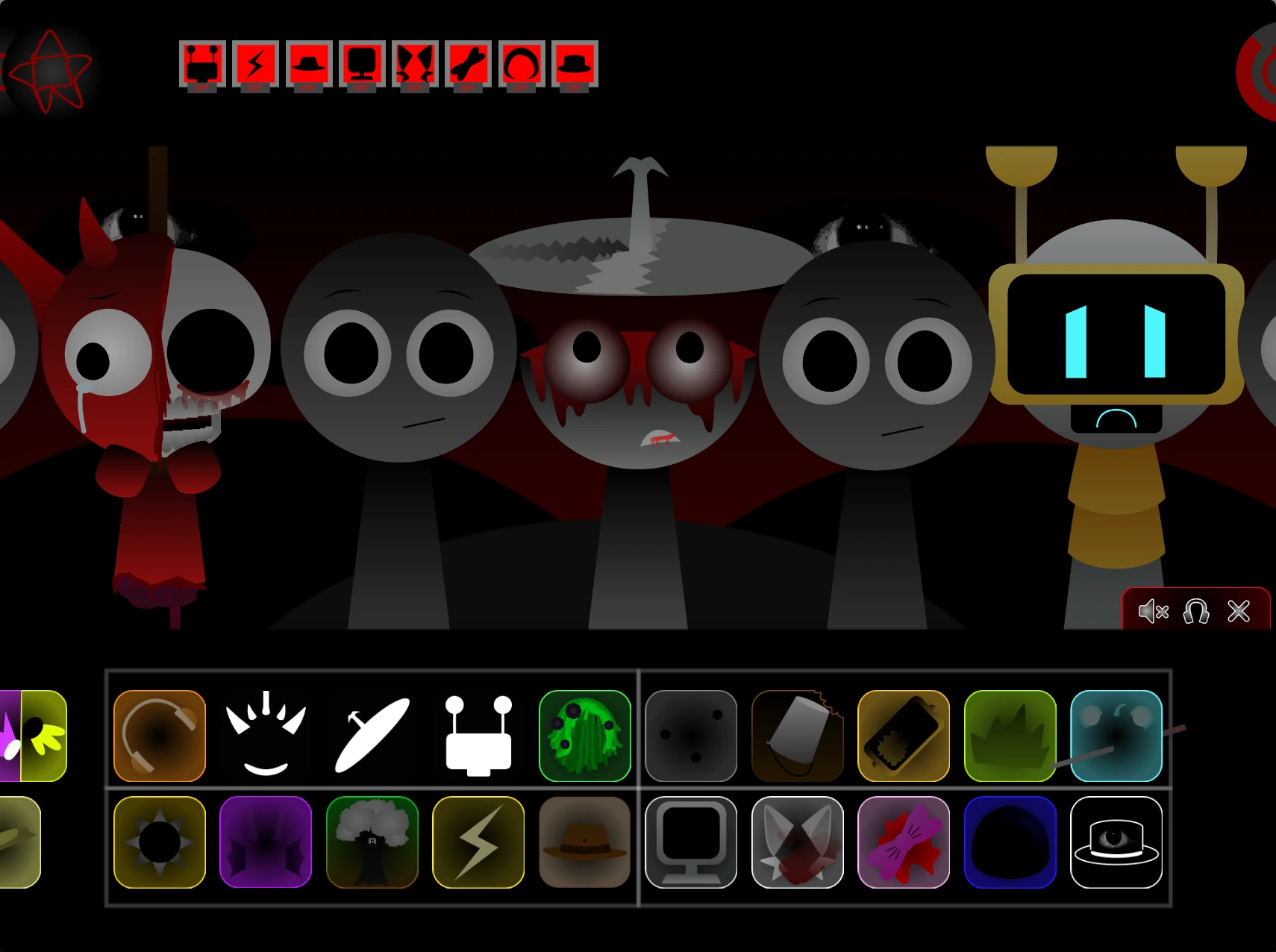 Character selection screen in Sprunki Swap Retextured