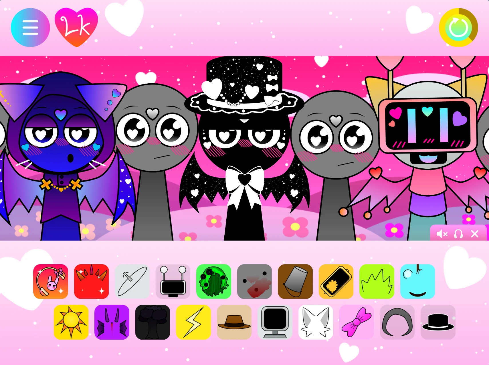 Incredibox Sprunki Swap Star and Heart gameplay interface