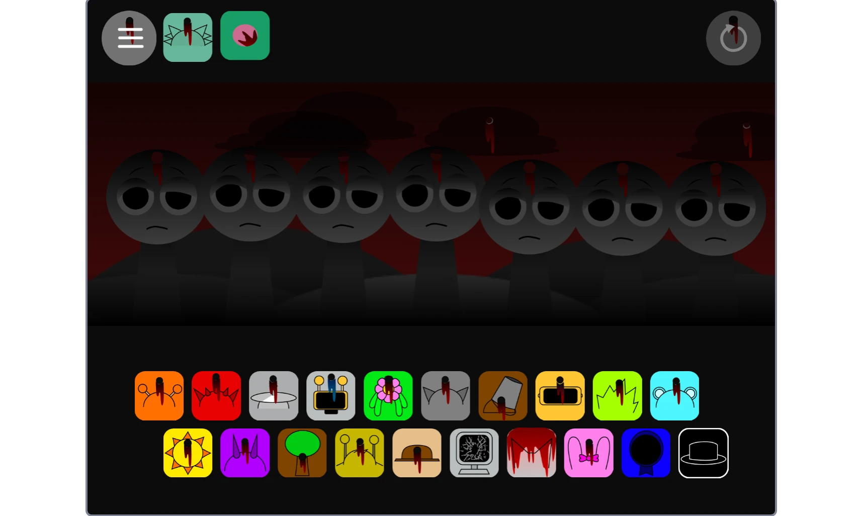 Incredibox Sprunki Tunner Treatment gameplay showing character selection interface