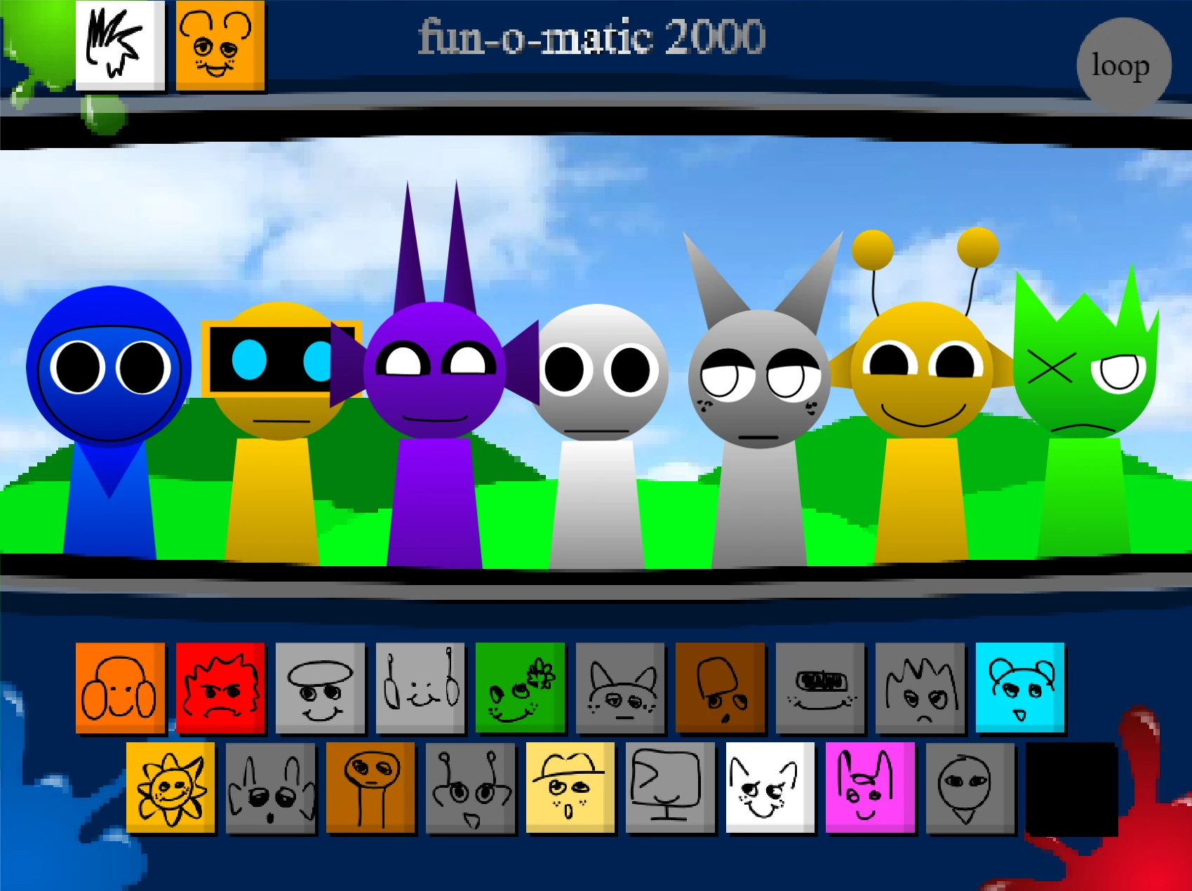 Gameplay action in Sprunki 1996 Version 1.5 Retake