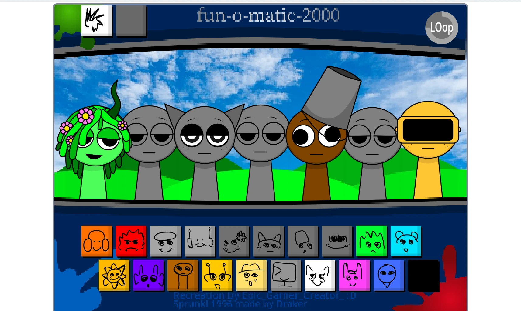 Music creation process in Sprunki 2006 with sound icons