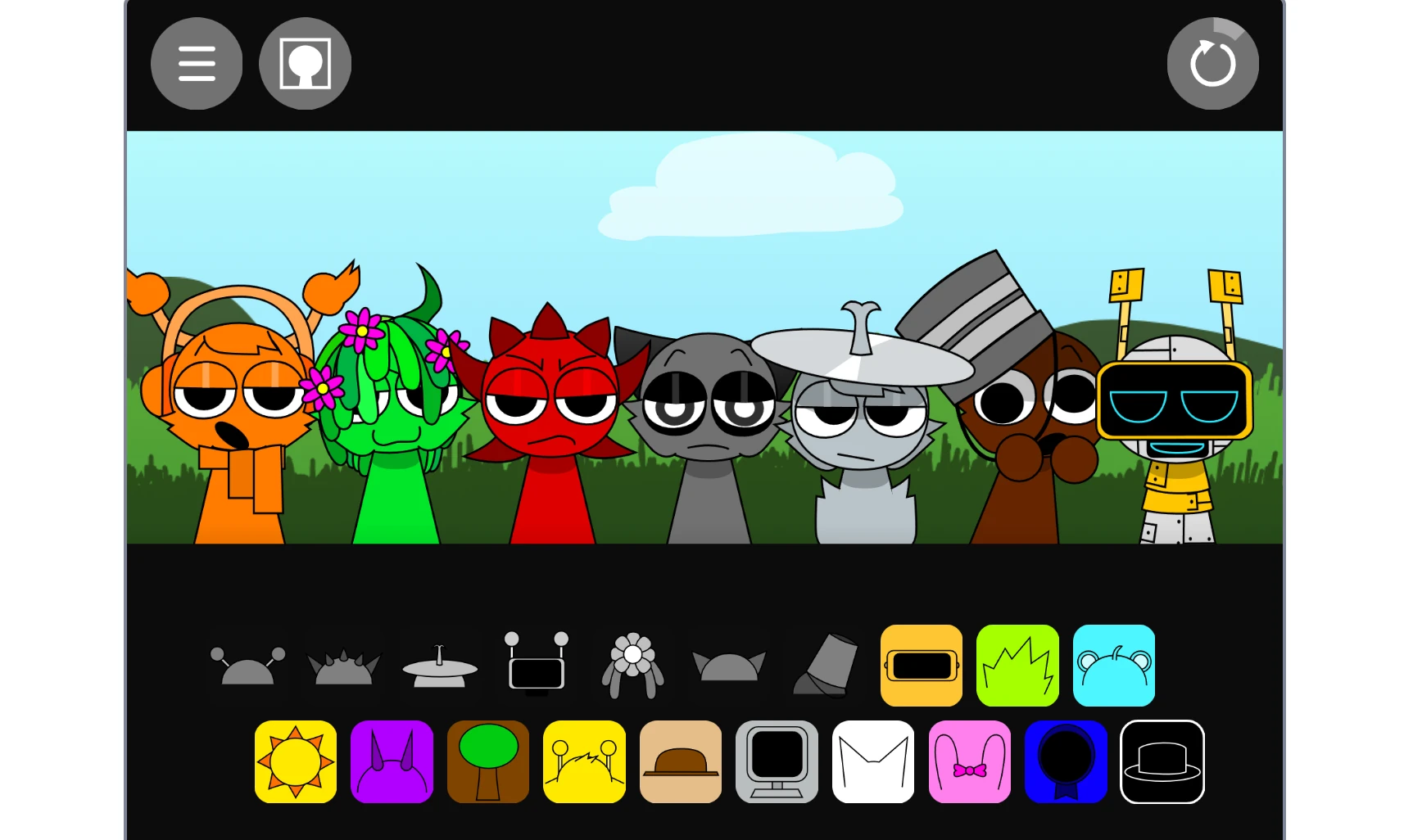 Gameplay interface of Sprunki But Cooler 2.0