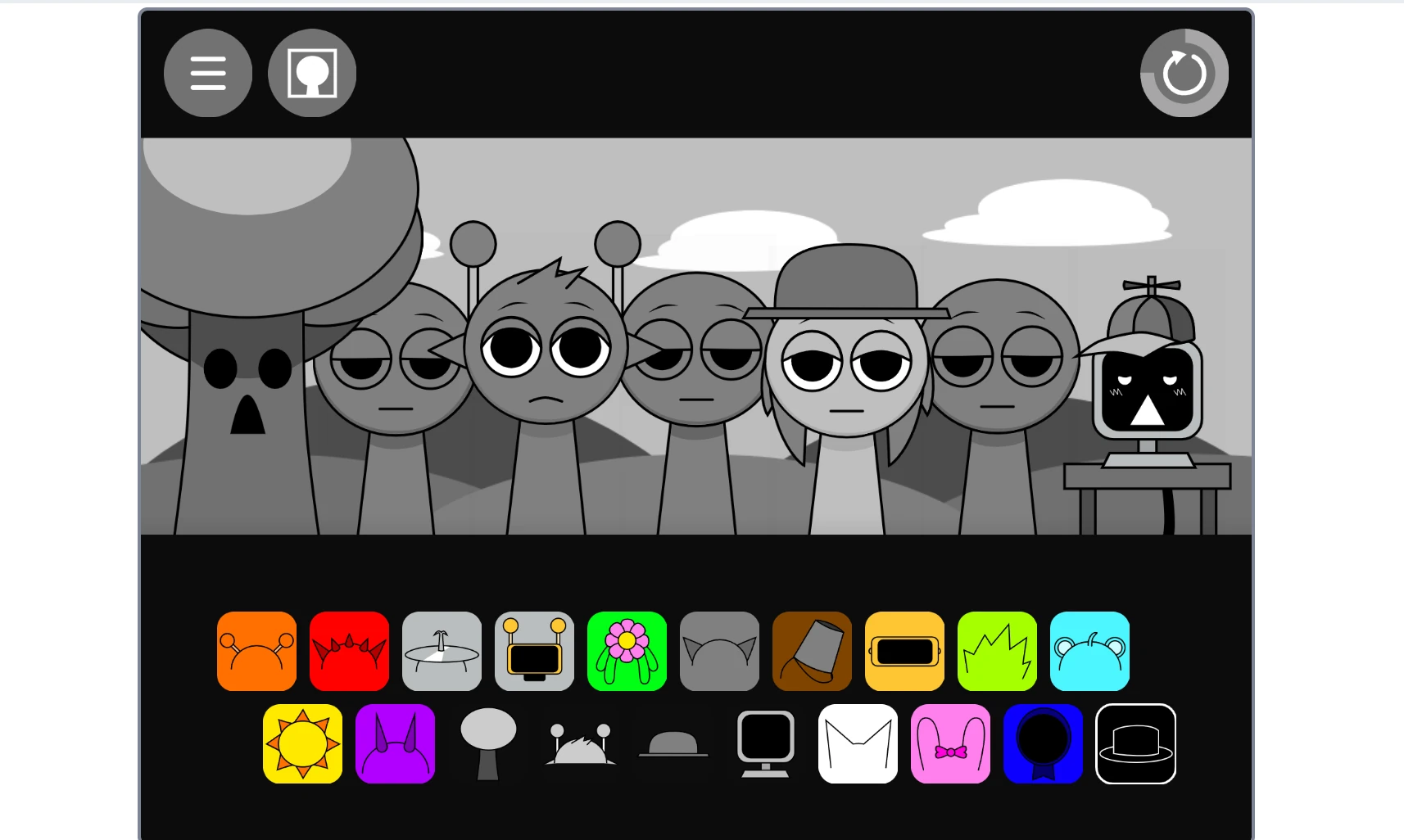 Grayscale visual design in Sprunki But They Lost Their Colour