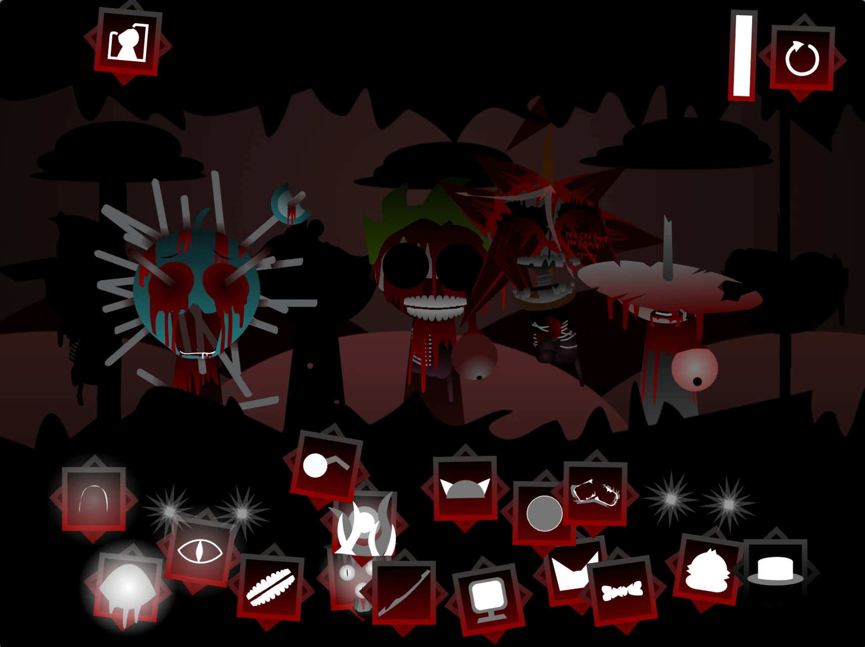 Dark aesthetic and characters in Sprunki Definitive Phase 8 Mod