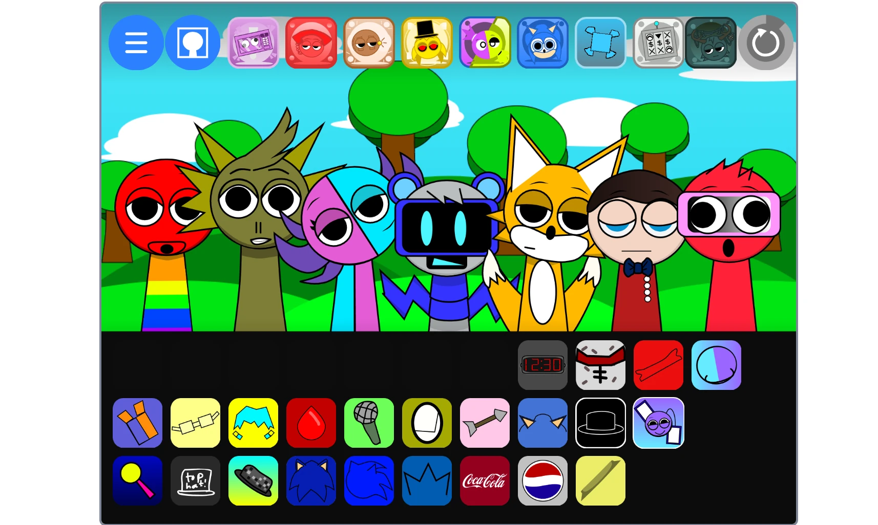 Sprunki Deluxe Your OCs Remix V2 character customization options