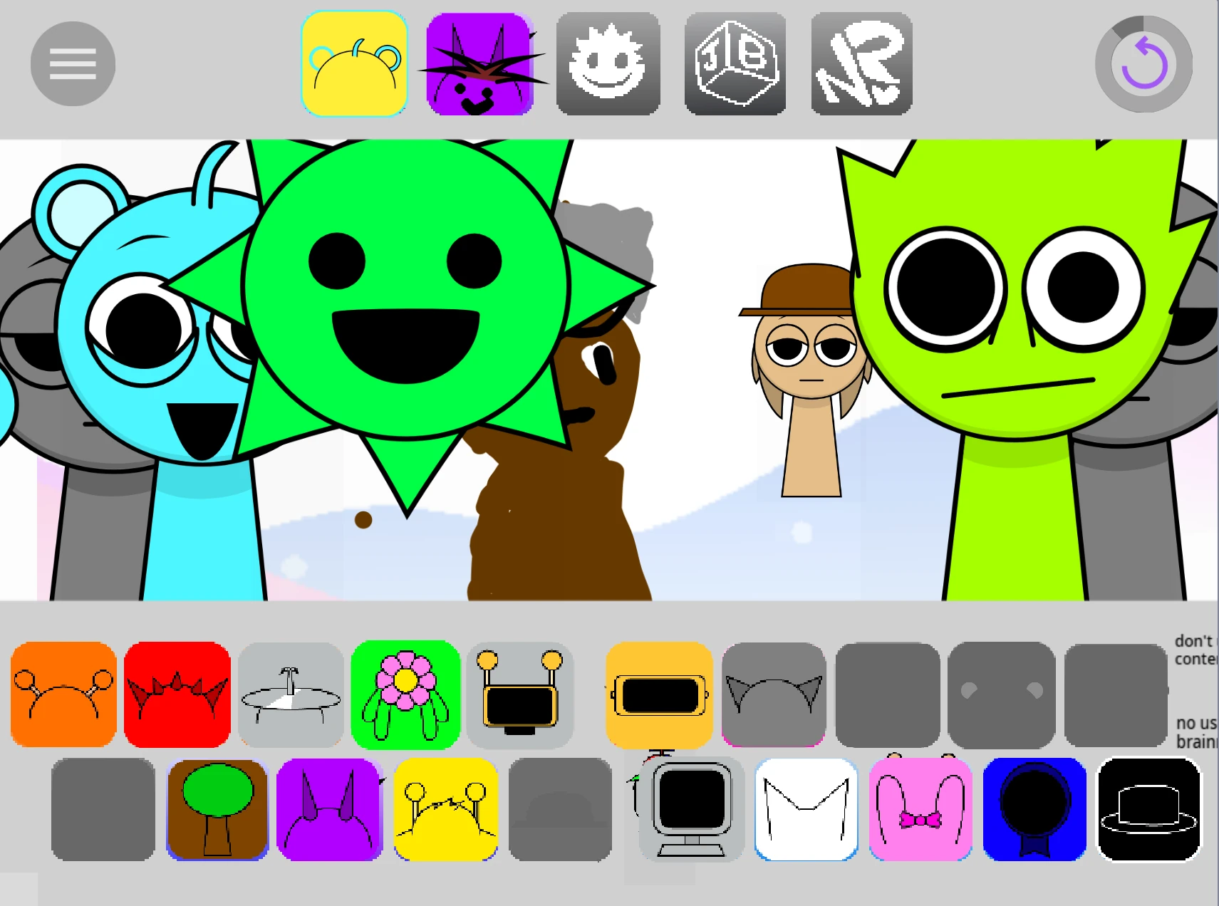 Music mixing interface in Sprunki Fiddlebops