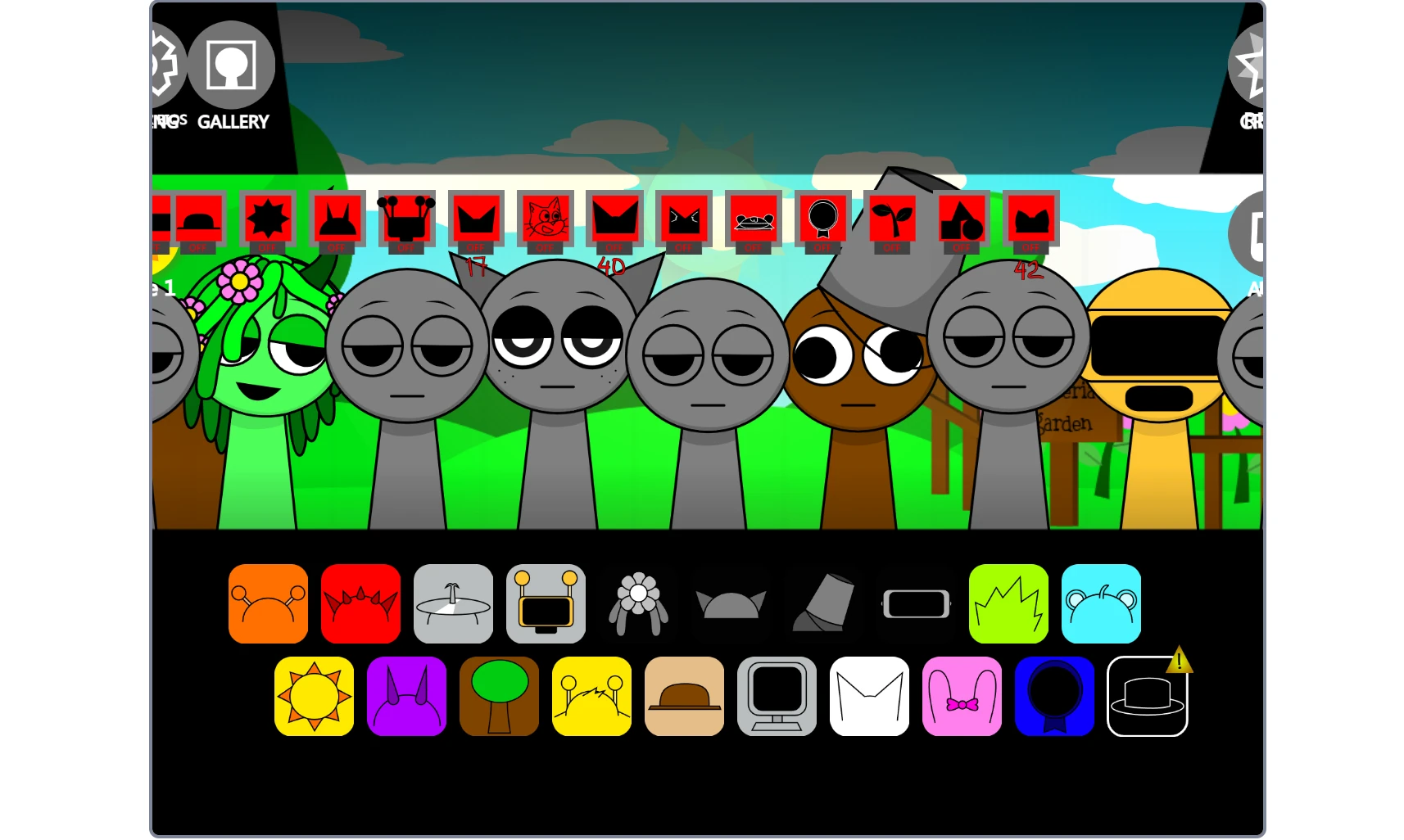 Character selection screen in Sprunki Final Update