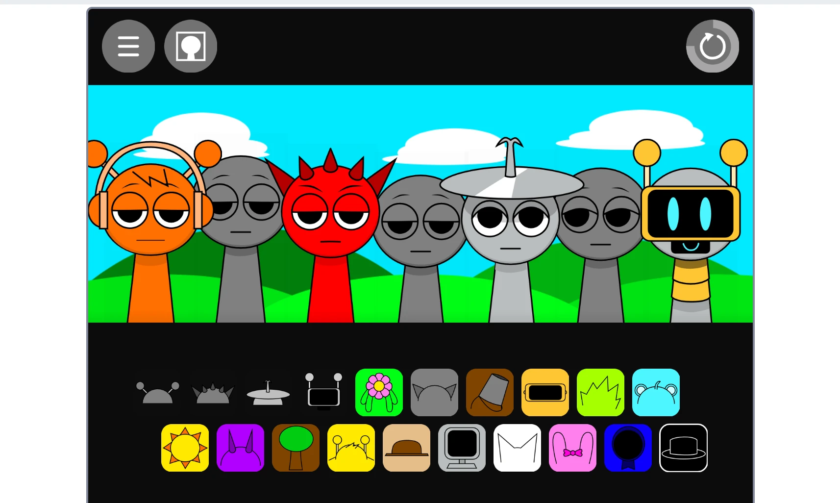 Dark interface of Sprunki Gray Gets Revenge