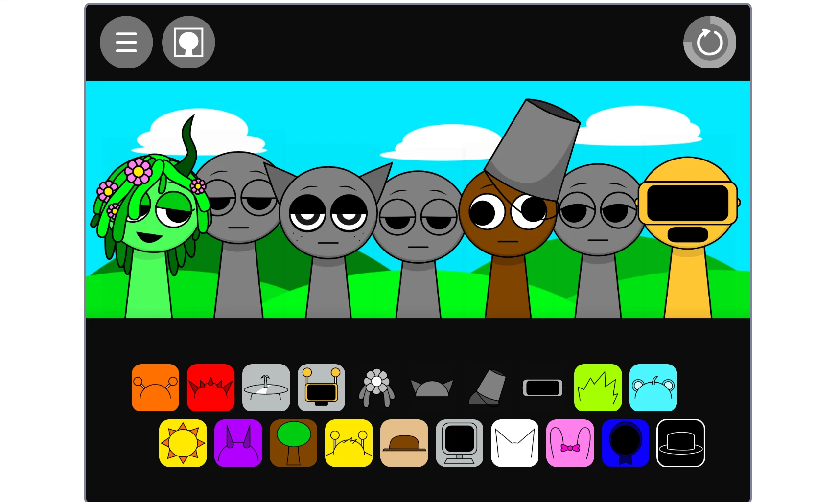 Character selection in Sprunki Gray Gets Revenge