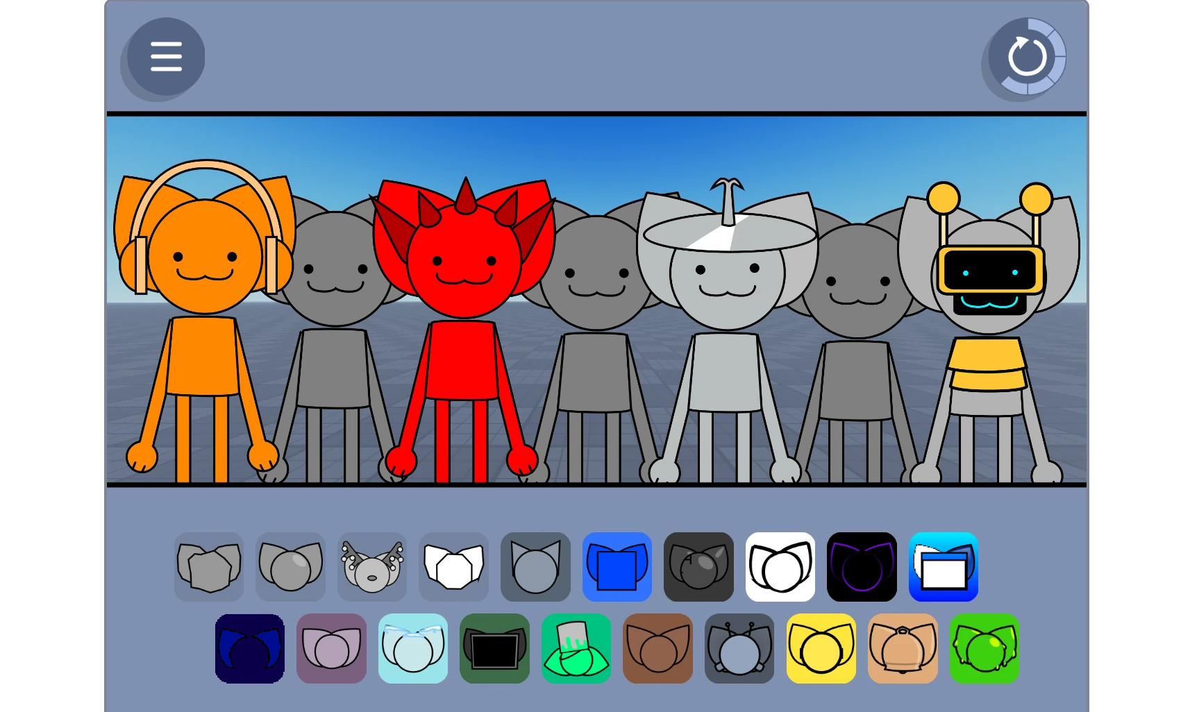 Sprunki Kats gameplay interface and controls