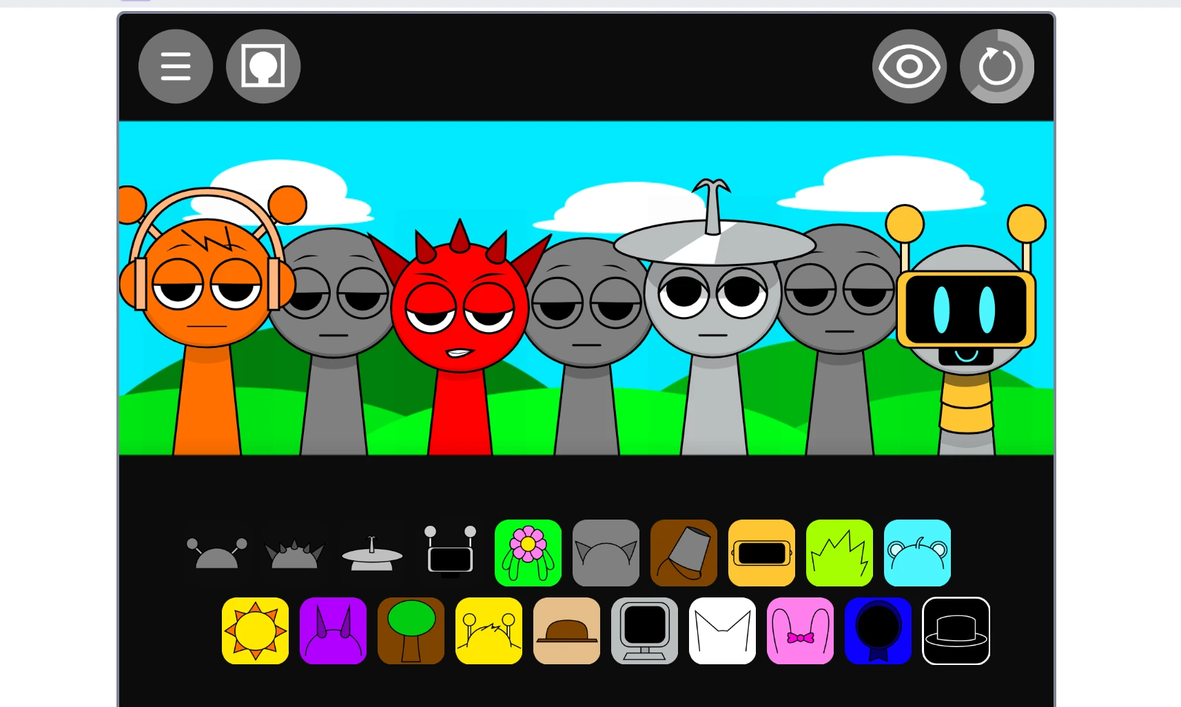 Gameplay interface of Sprunki Modded New Version