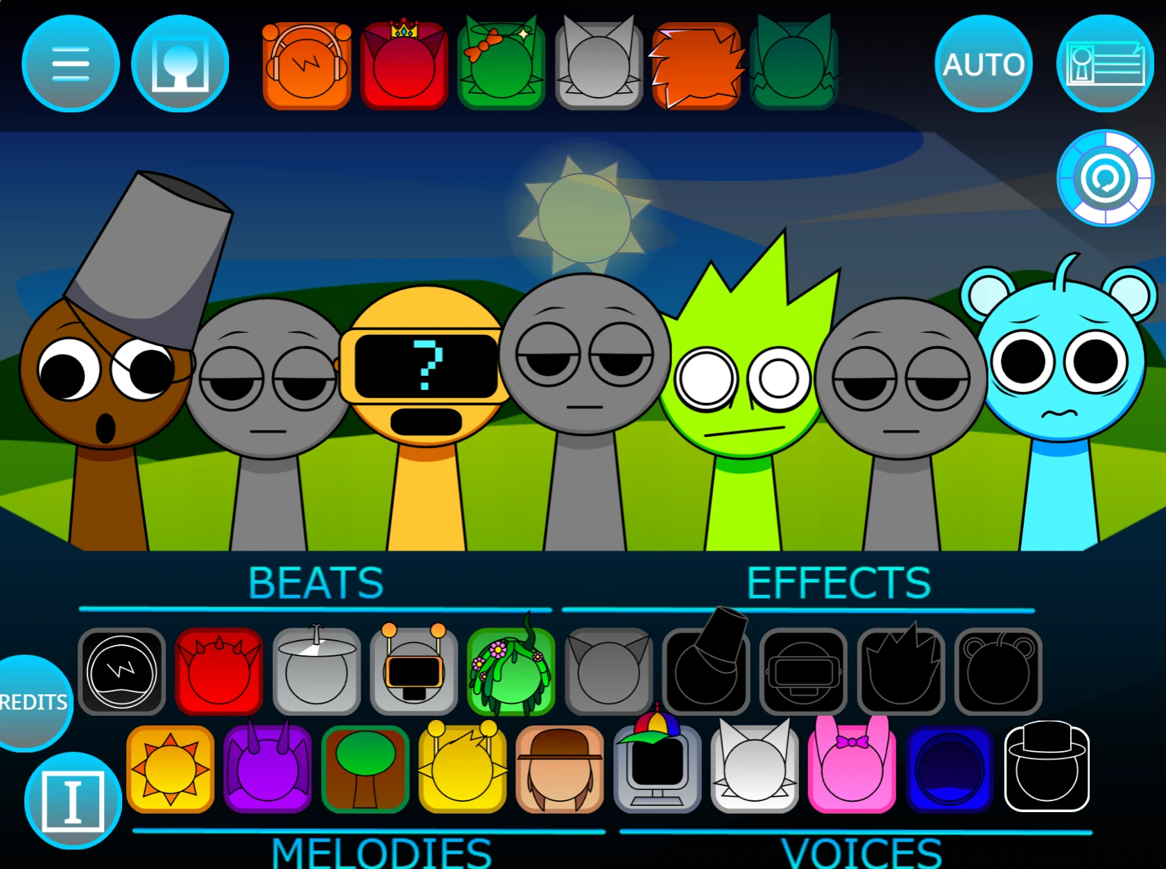 Gameplay interface and controls in Sprunki MSI Horror Mode