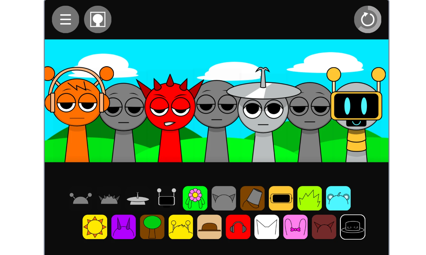Sprunki New OC Character Customization Interface Sprunki New OC character customization interface with various options