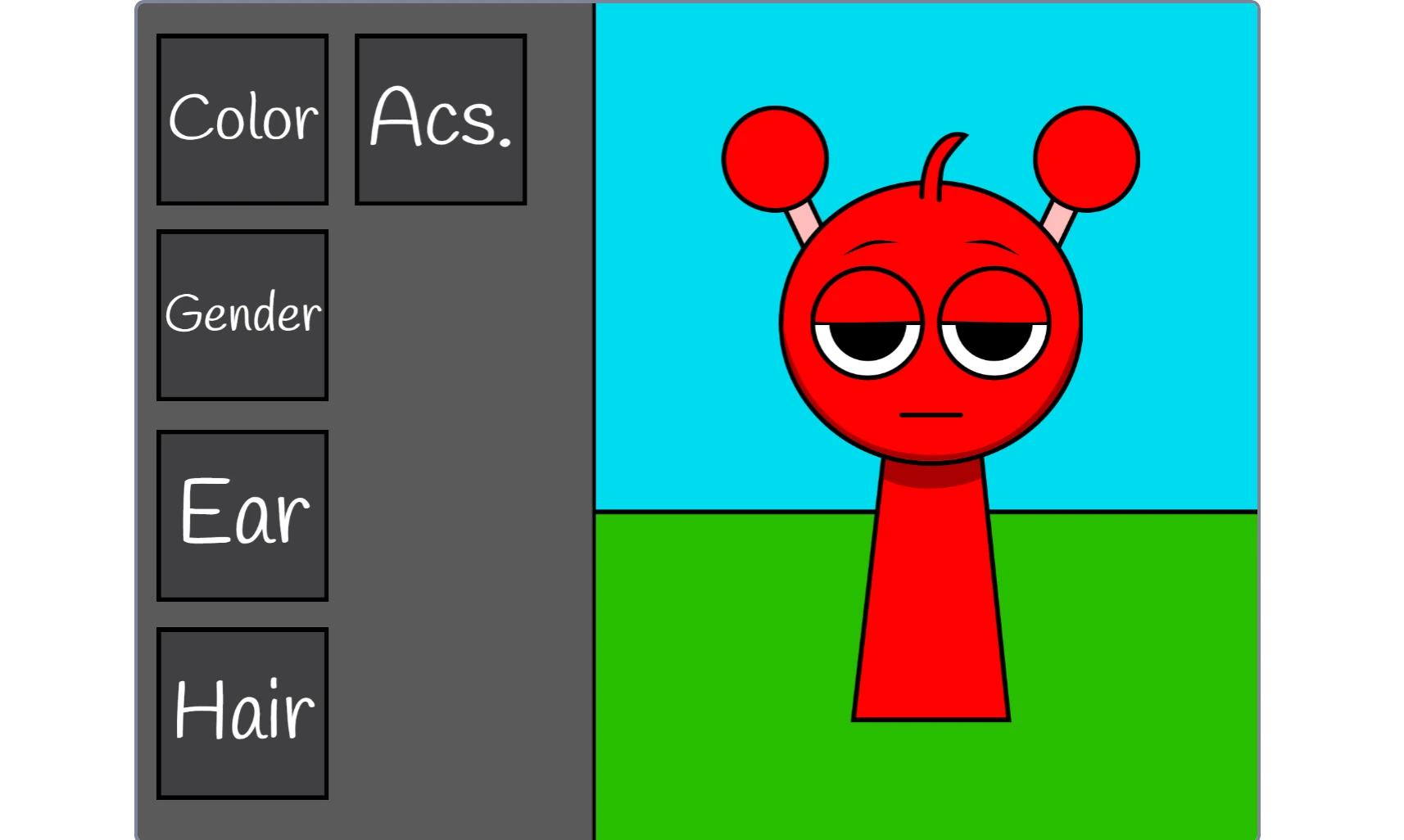 Sprunki OC Maker Demo character customization interface with various options