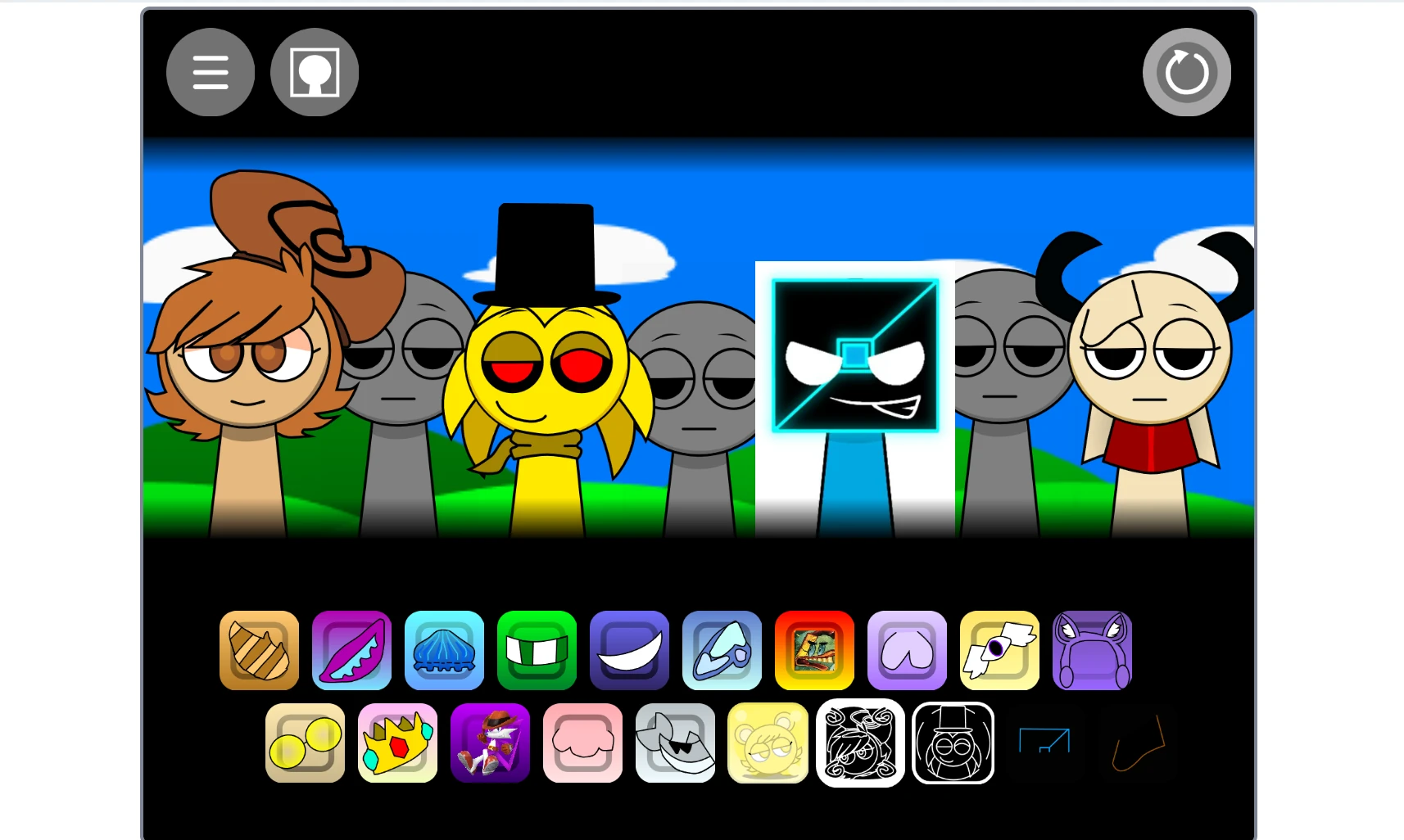 Sprunki OC Real V2 color palette and tools