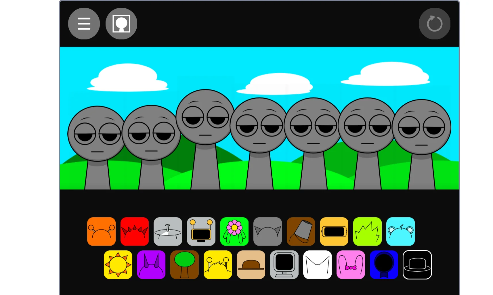 Sprunki Phase 1.1.5 Remake main interface with character selection