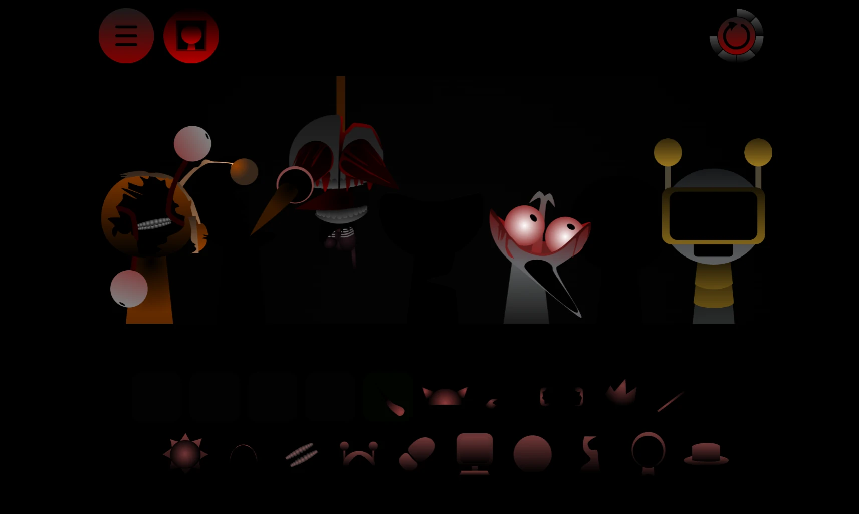 Sprunki Phase 100 gameplay showing character selection interface