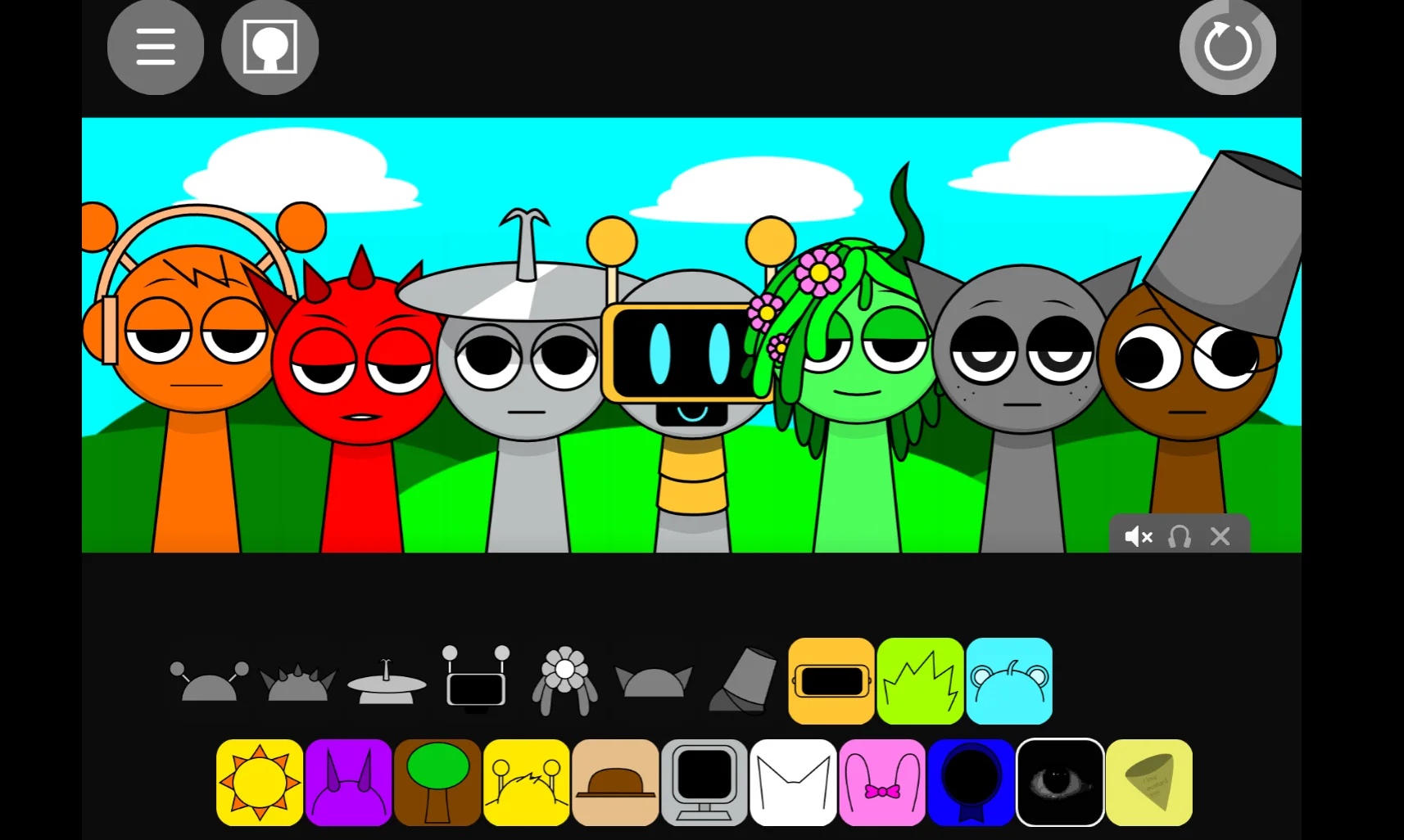Drag and drop interface with Sprunki characters on stage