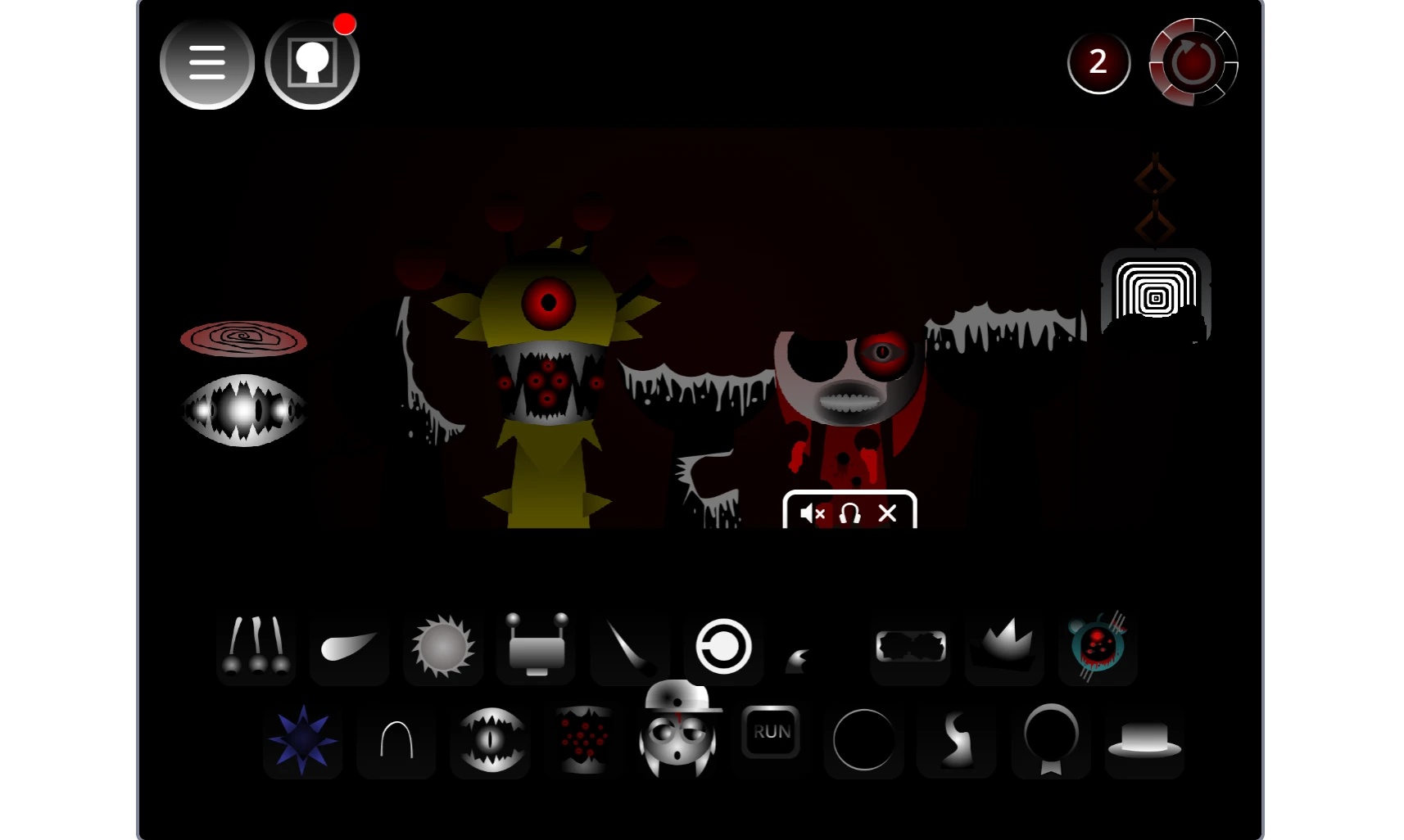 Sound selection menu in Sprunki Phase 11.5 New