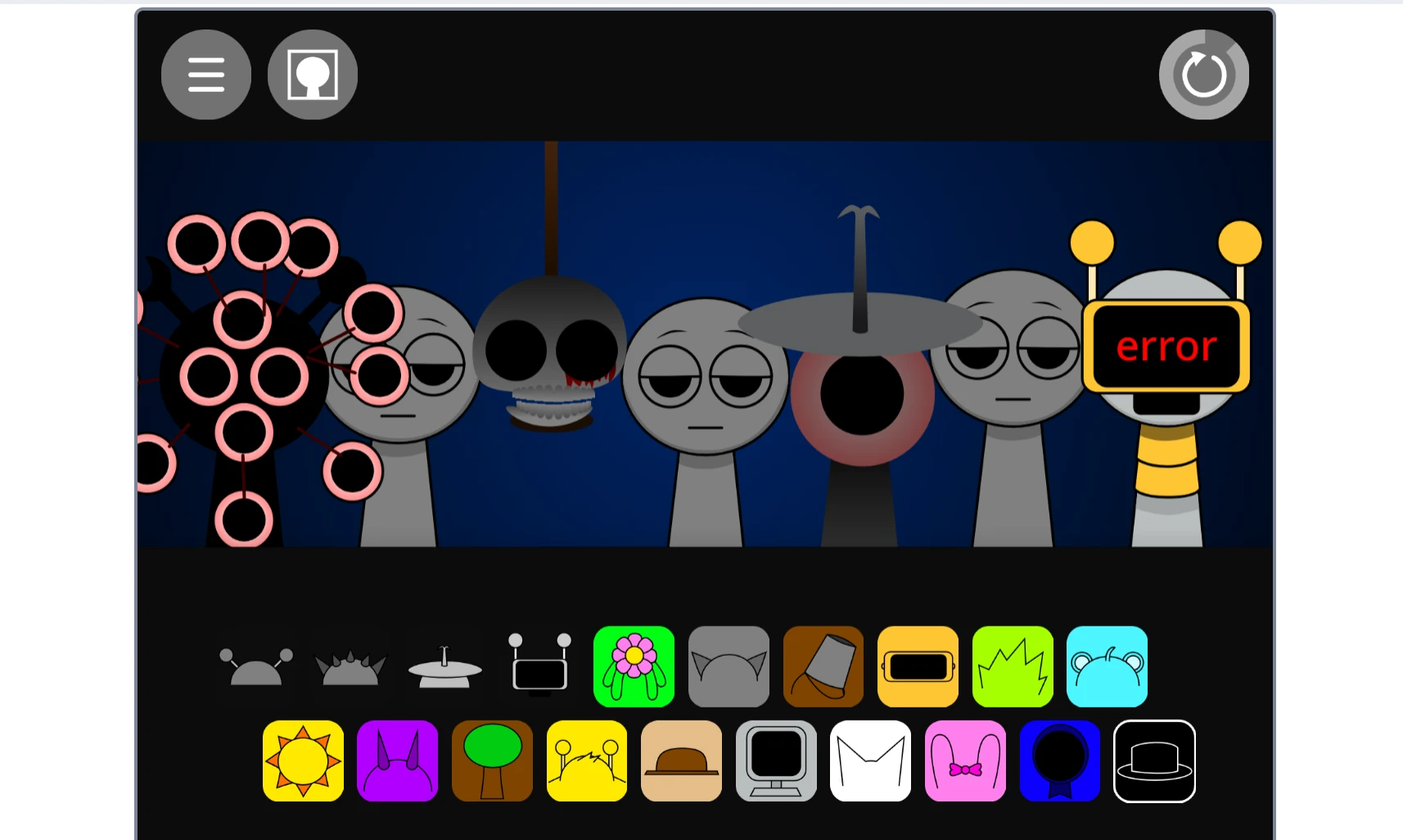 Sprunki Phase 25 Character Selection Screen