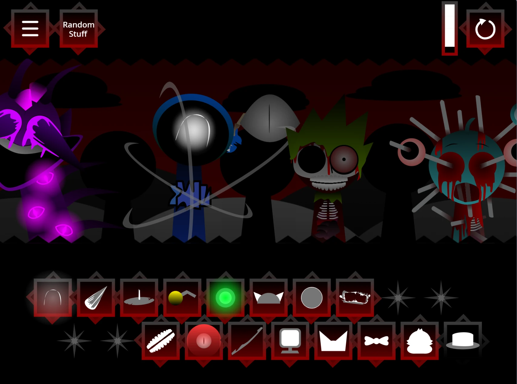 Dragging sound icons to characters in War Machine Remix