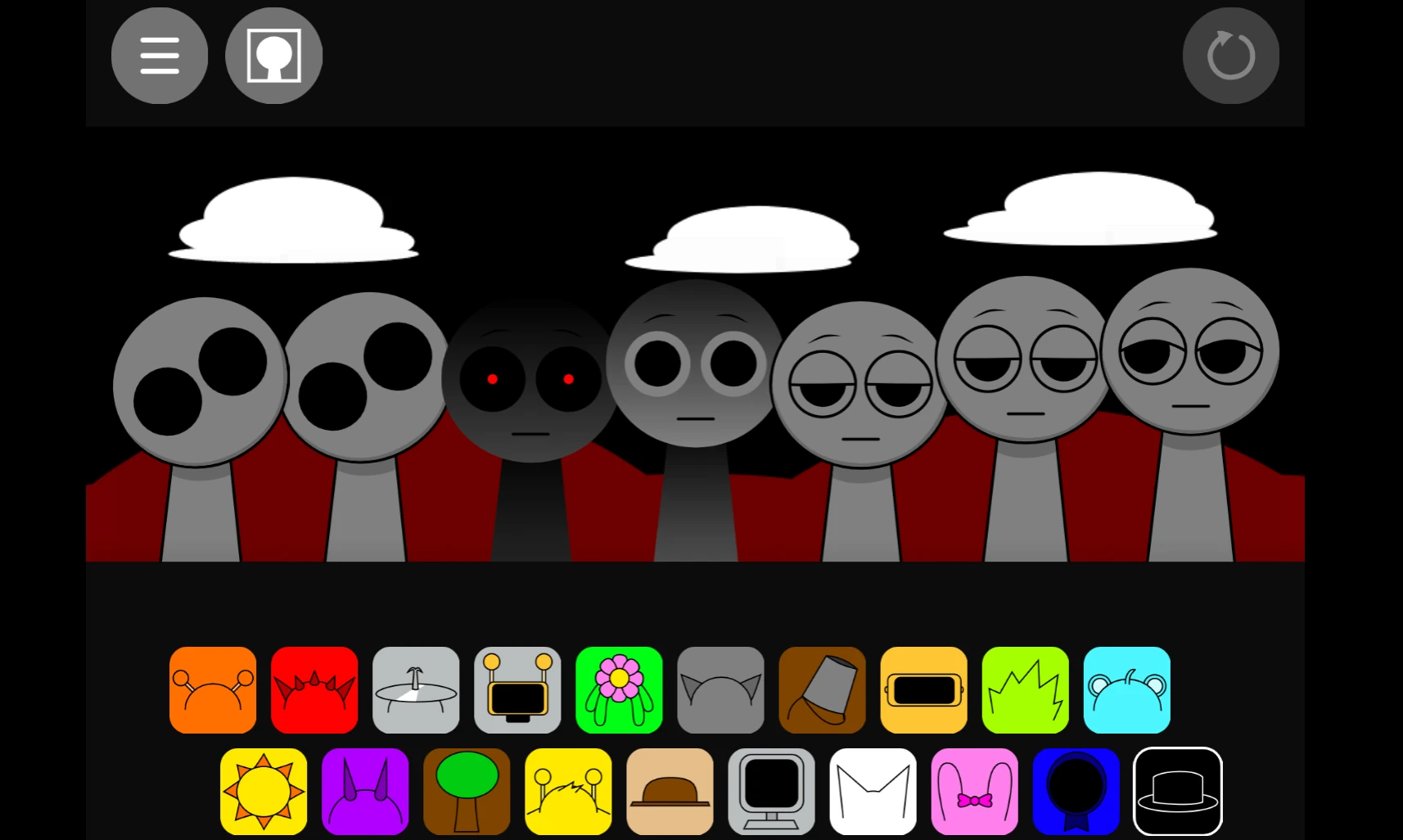 Sprunki Phase 6 Character Selection Sprunki Phase 6 gameplay showing character selection interface