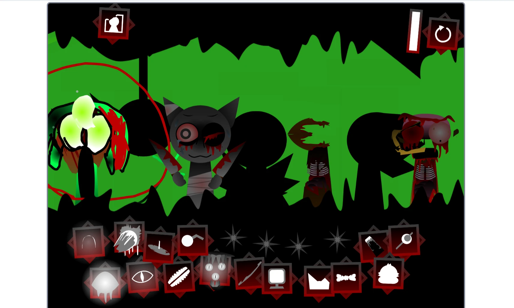 Browser gameplay of Sprunki Phase 65 Definitive Fanmade Remix