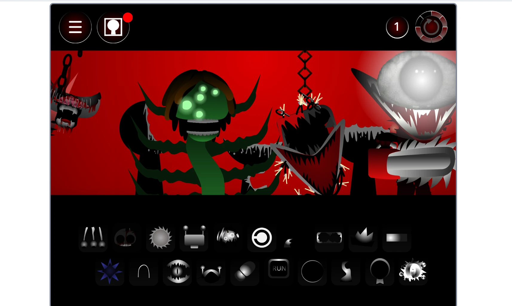 Completed music composition in Sprunki Phase 90 with all characters