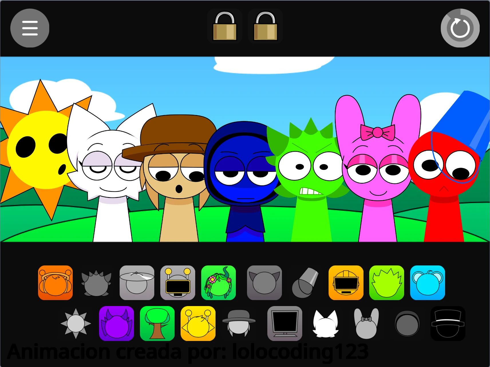 Sprunki Pyramixed Colors character customization options