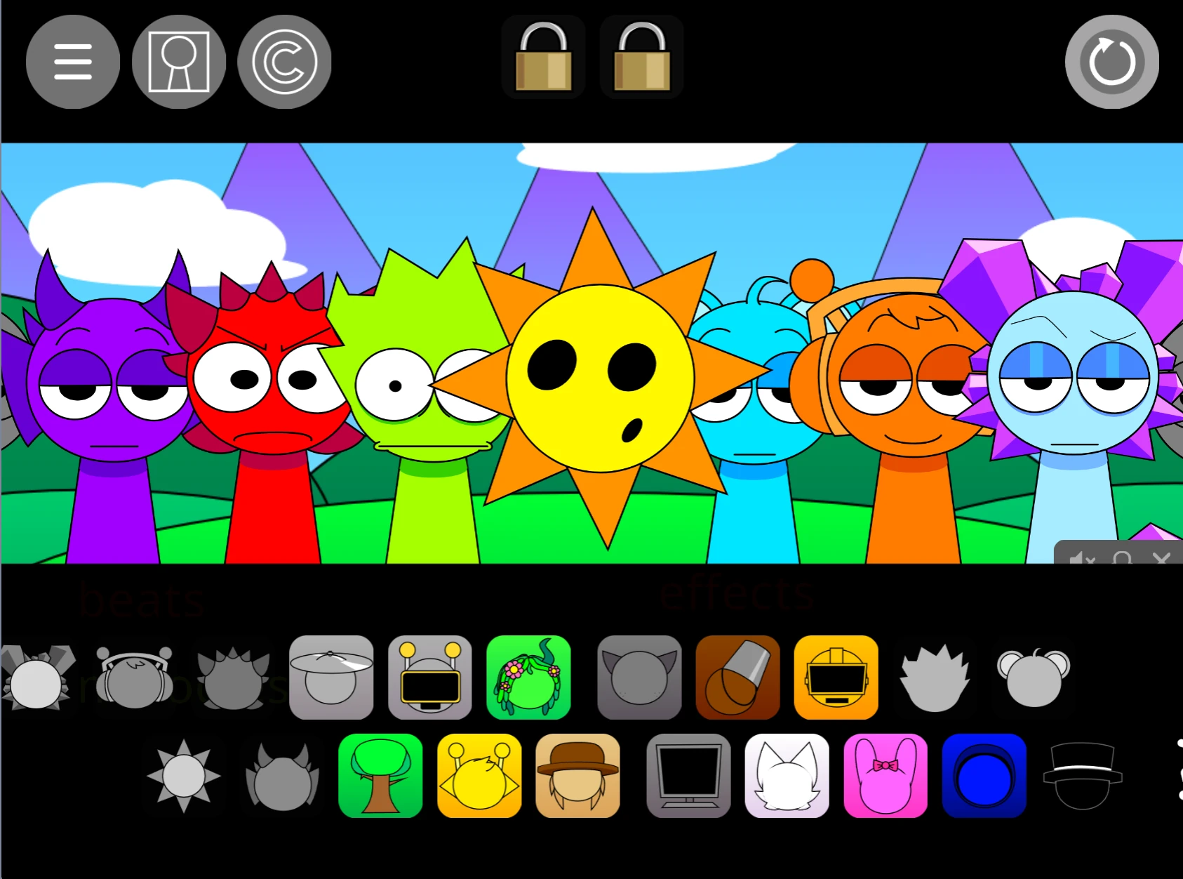 Character lineup and stage progression in Sprunki Pyramixed 0.9 A Mi Version Sprunki Pyramixed 0.9 A Mi Version character lineup and stages