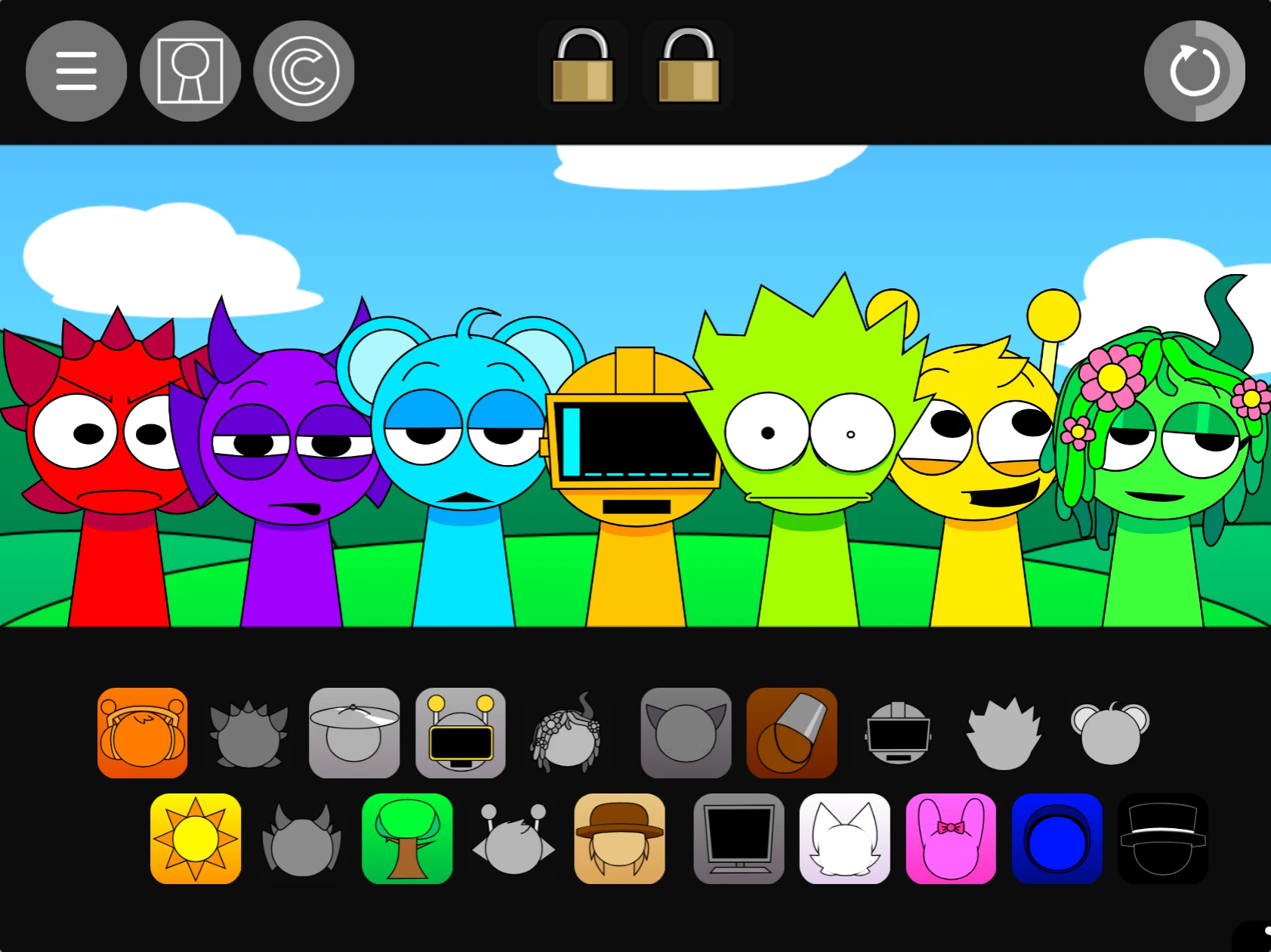 Sprunki Pyramixed 0.9 Alive gameplay interface