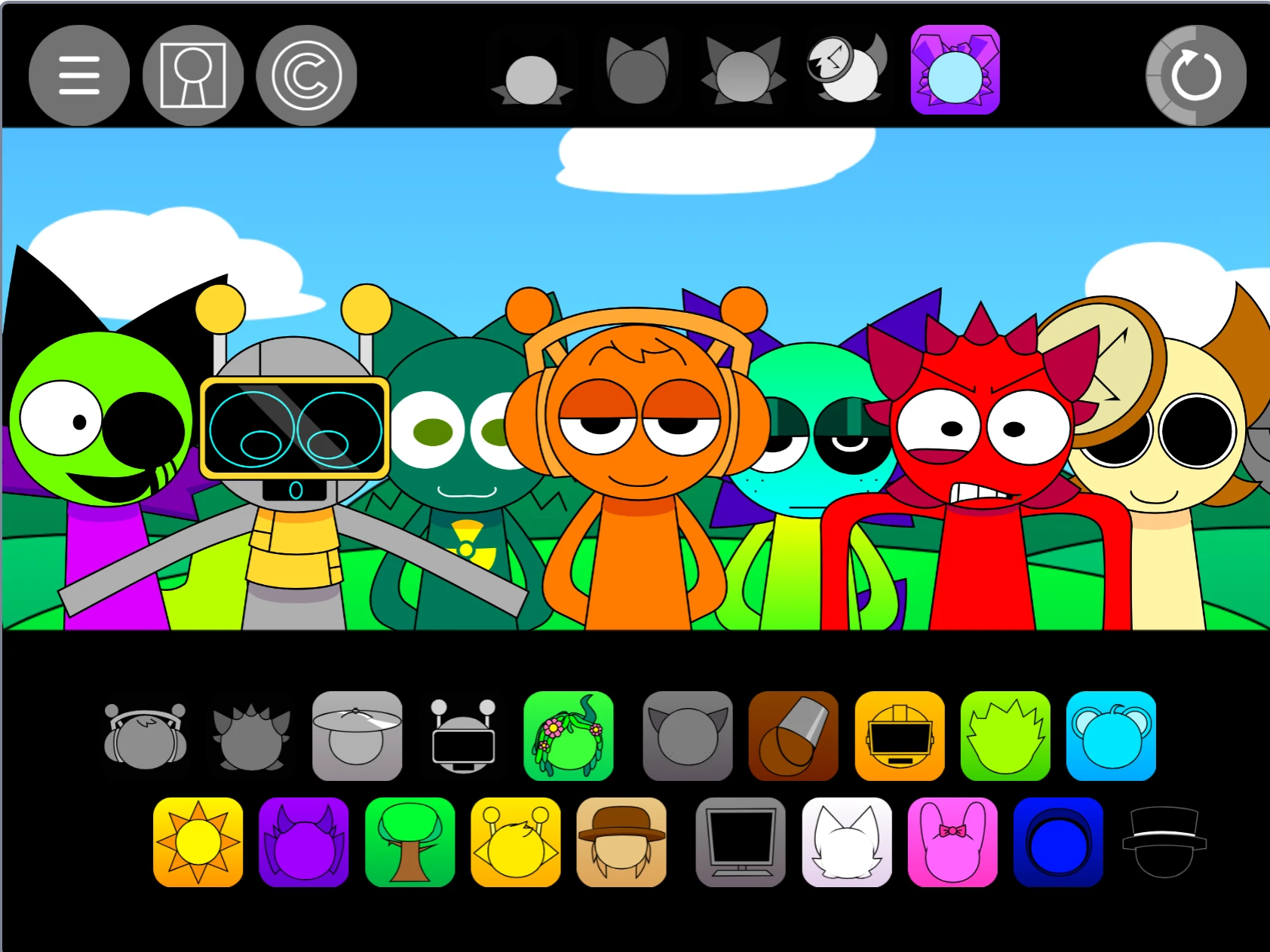 Gameplay interface and controls in Sprunki Pyramixed 0.9 But With Arms Gameplay interface of Sprunki Pyramixed 0.9 But With Arms