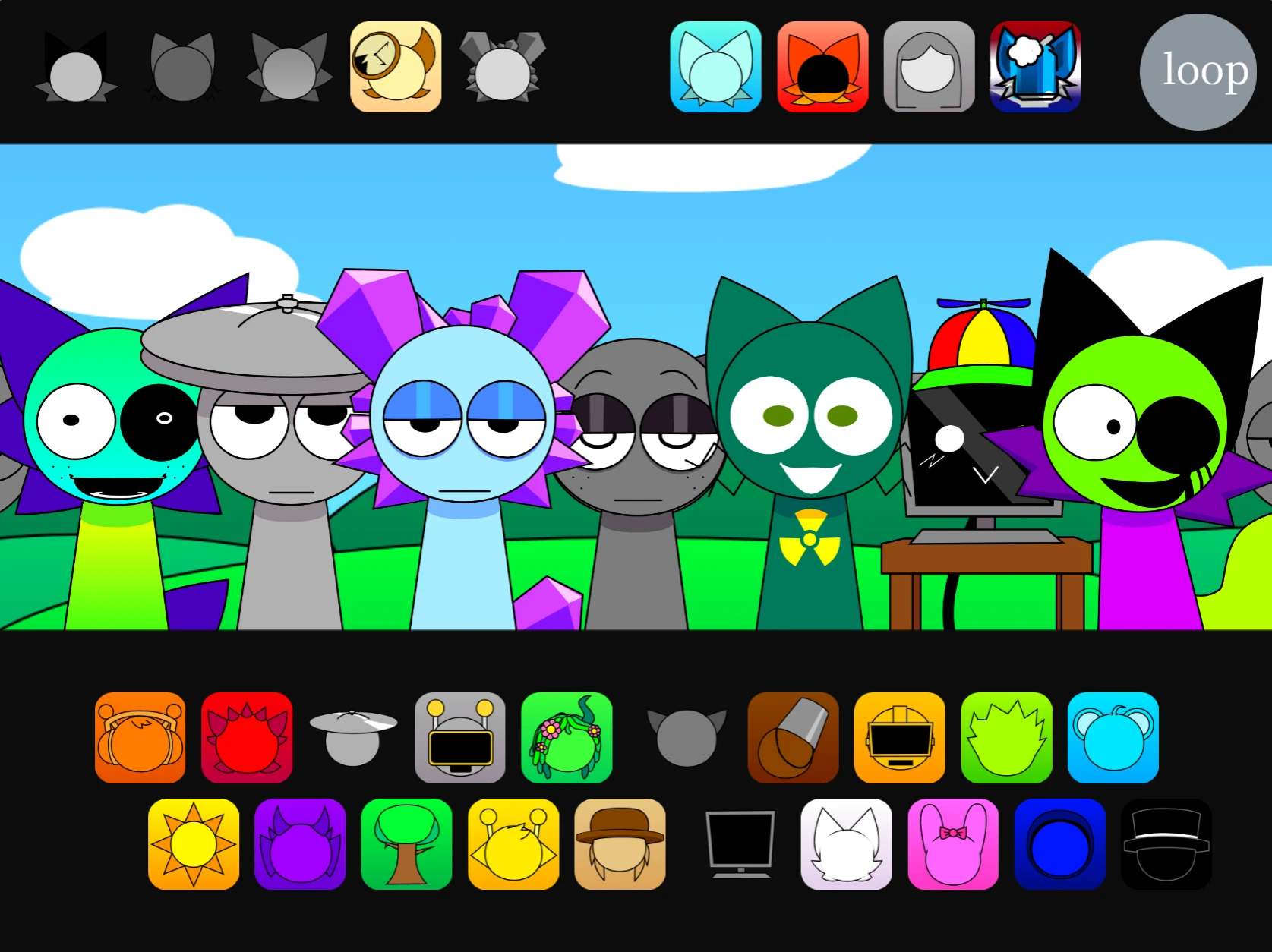 User Interface and Gameplay Features in Sprunki Pyramixed 0.9 Full Animated Retake Remix Gameplay interface of Sprunki Pyramixed 0.9 Full Animated Retake Remix