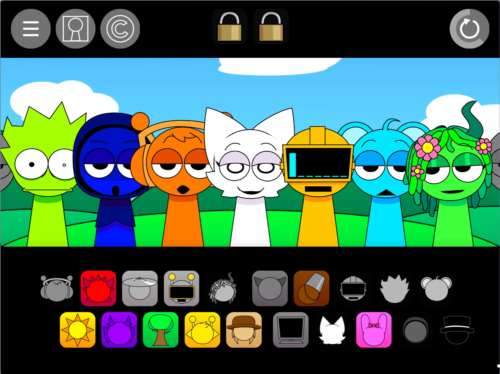Character selection in Sprunki Pyramixed 0.9 OC But Fixed