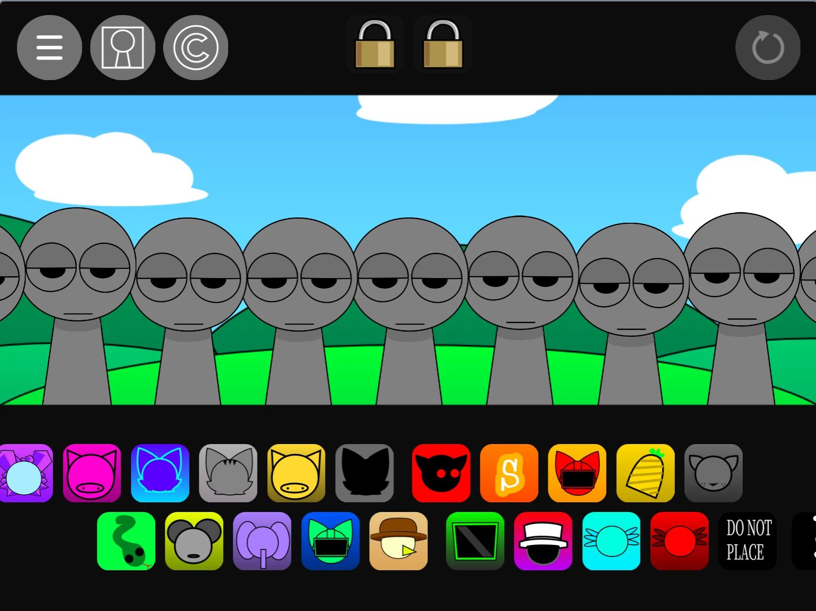 Sprunki Pyramixed 0.9 Piglet Playz main gameplay interface