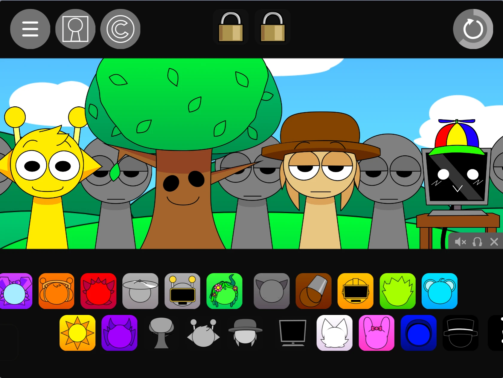 Sprunki Pyramixed 0.9 Reanimated XD Gameplay Interface Gameplay interface of Sprunki Pyramixed 0.9 Reanimated XD