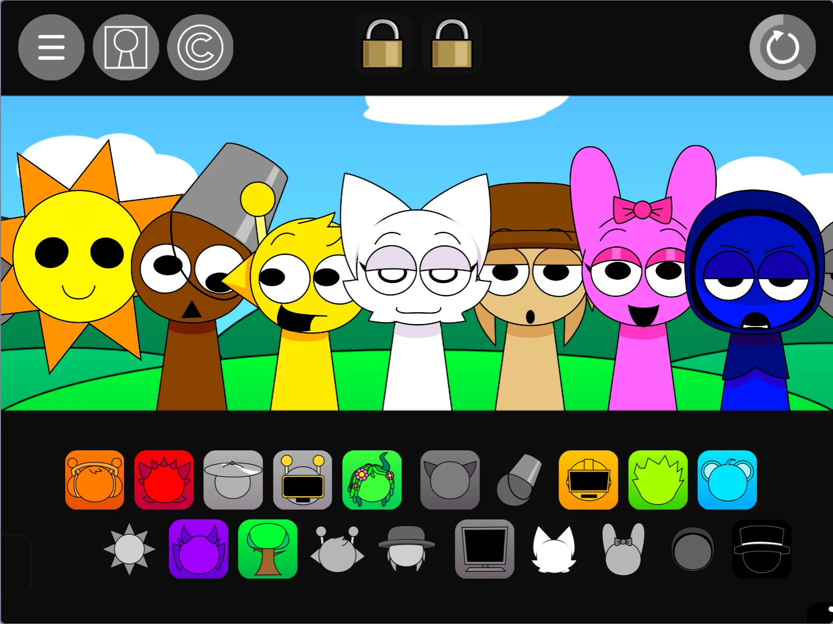 Sprunki Pyramixed 0.9 Remix gameplay interface