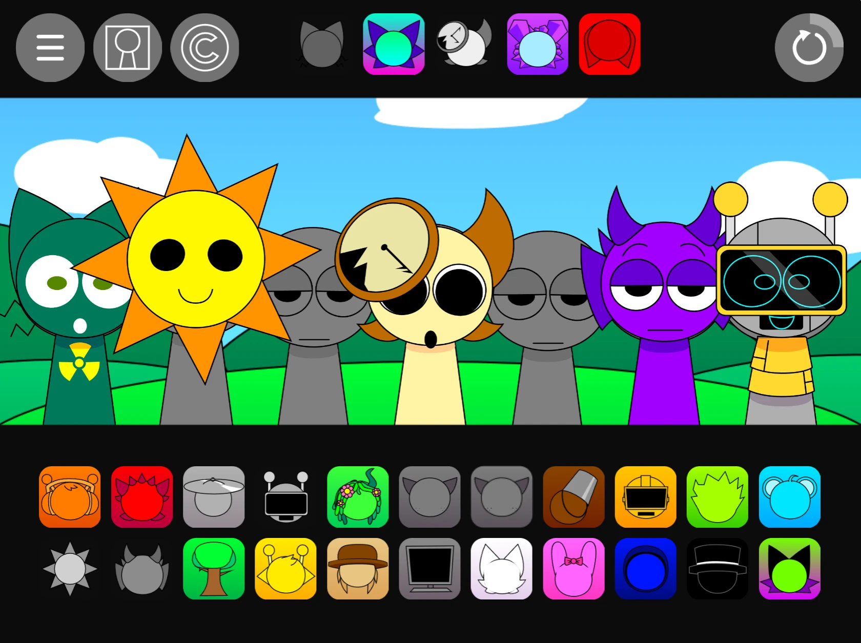 Comparison showing differences in Sprunki Pyramixed 0.95 But Edited