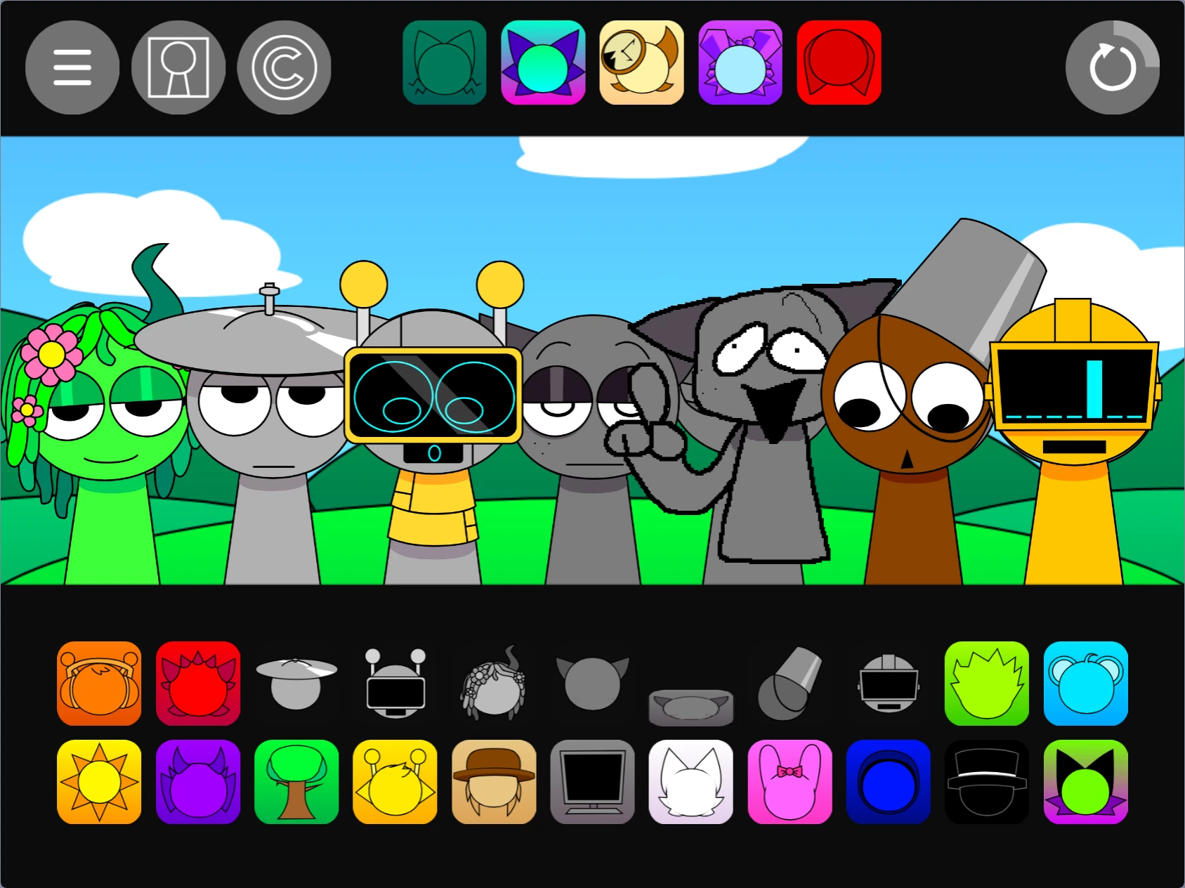 Gameplay interface of Sprunki Pyramixed 0.95