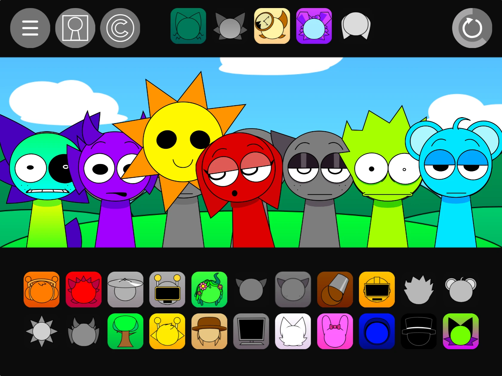 Character designs in Sprunki Pyramixed 0.95