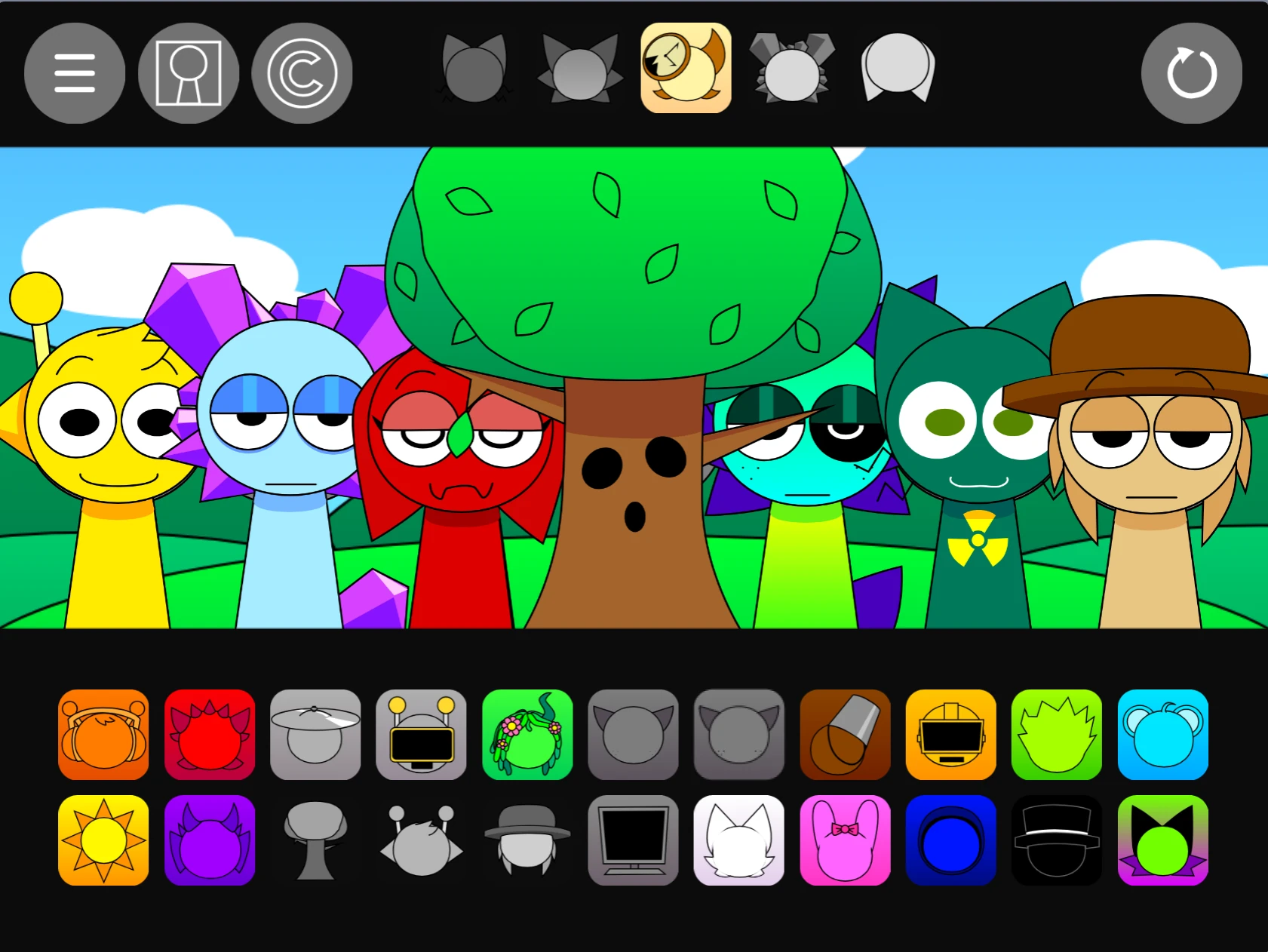 Character combination examples in Sprunki Pyramixed 0.95