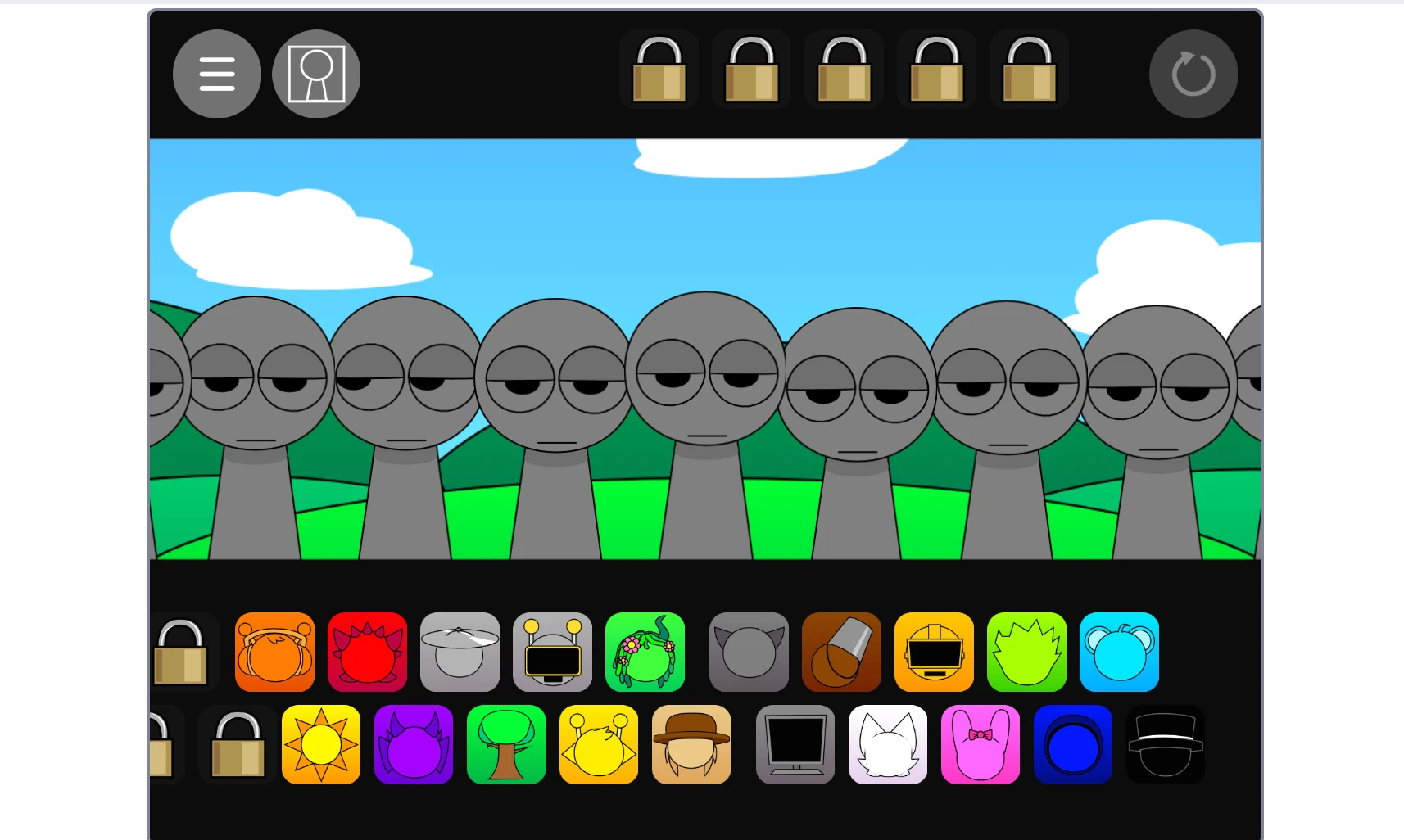 Sprunki Pyramixed Deluxe Character Selection and Interface
