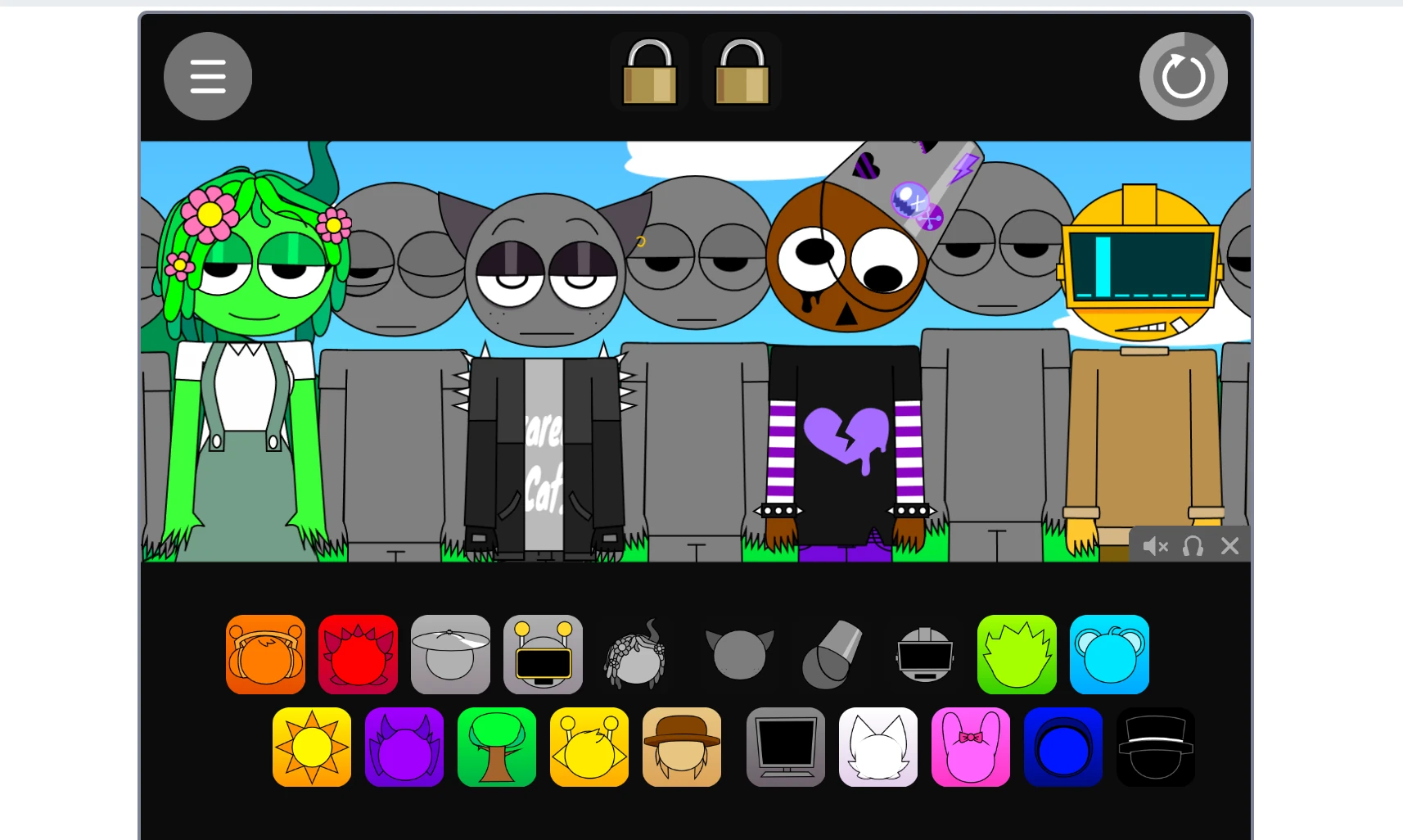 Sprunki Pyramixed Human Edition music creation interface
