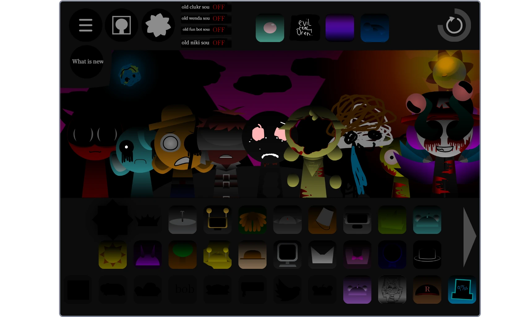 Character selection screen in Sprunki Reversed But Mutiswap