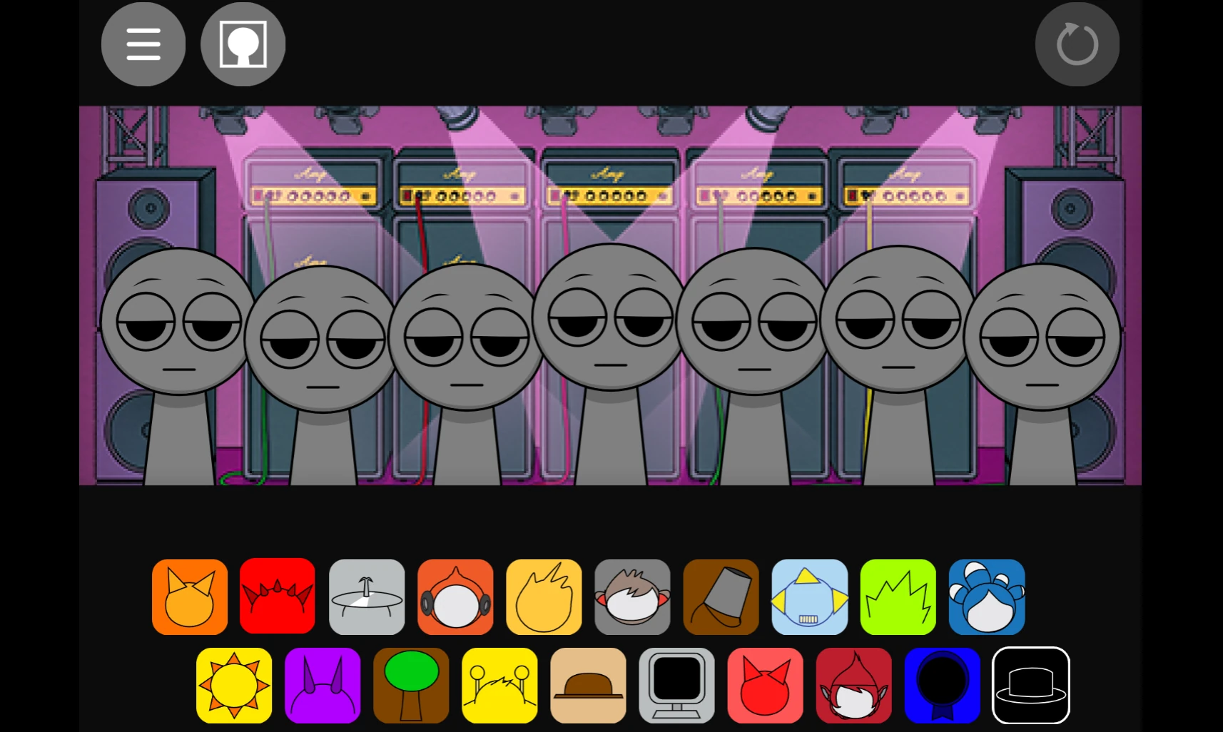 Character Customization Interface Sprunki Scratch character customization interface with multiple design options